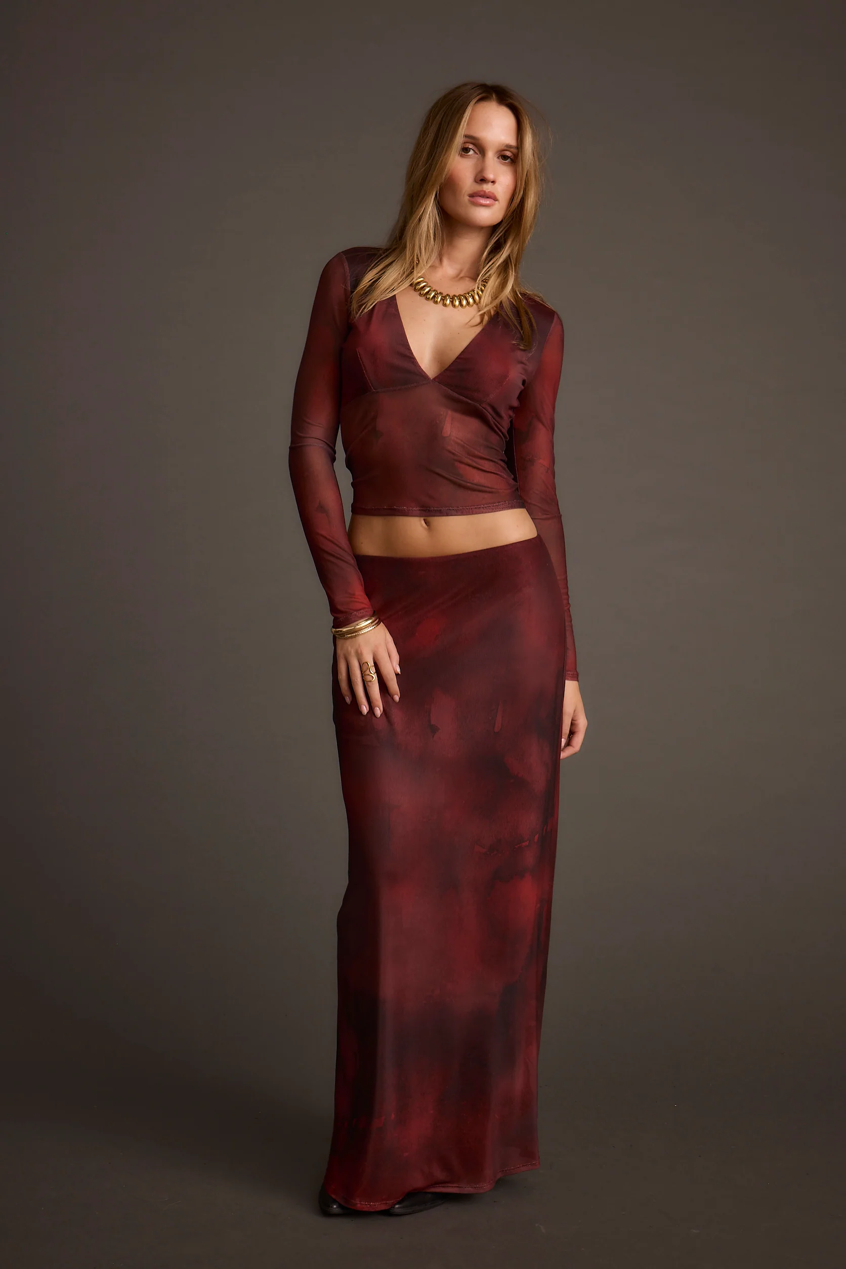 Janie Mulberry Blur Mesh Top - Image 8