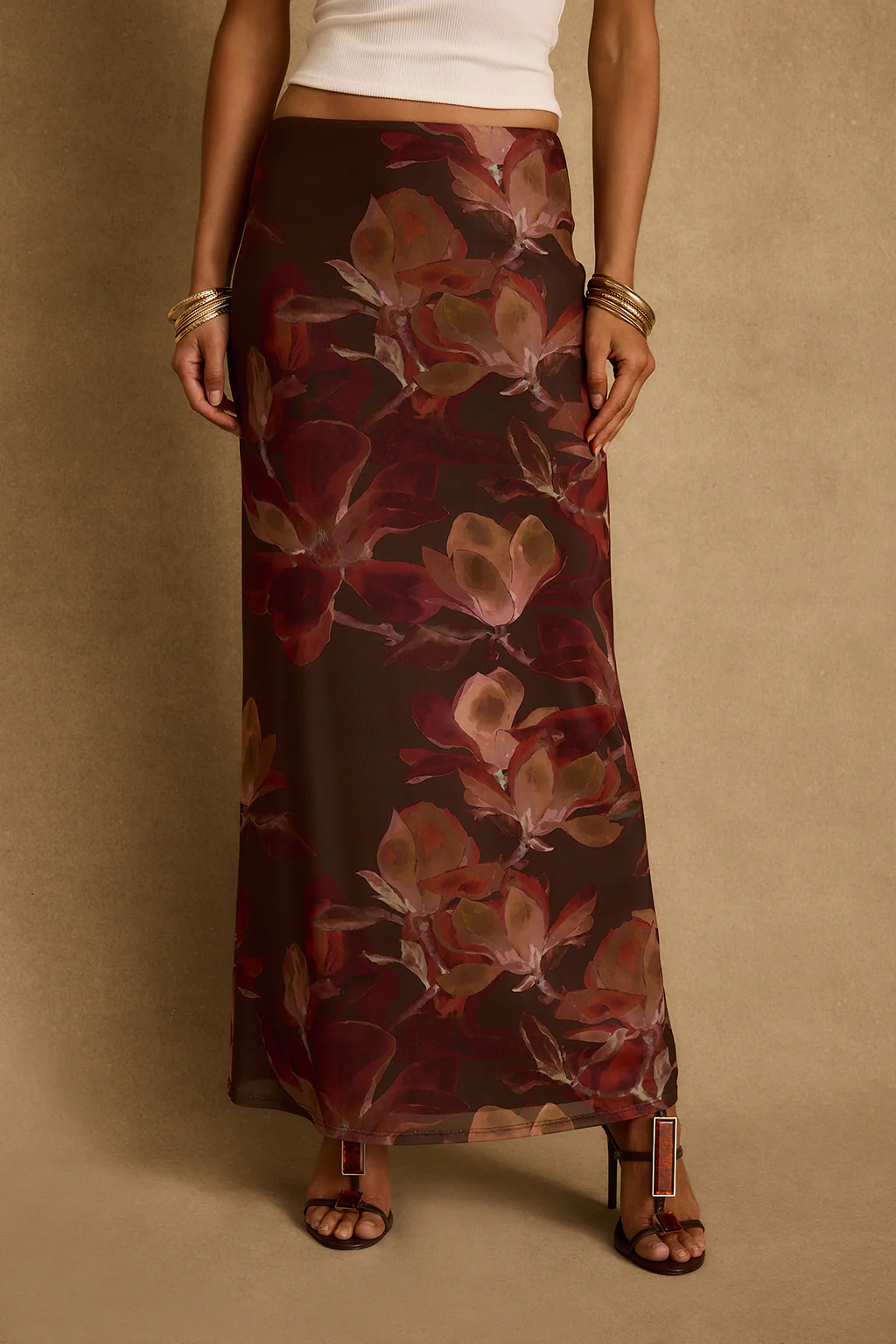 Julia Mulberry Floral Mesh Maxi Skirt - Image 2