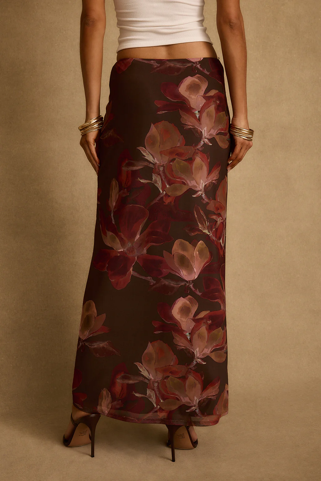 Julia Mulberry Floral Mesh Maxi Skirt - Image 4