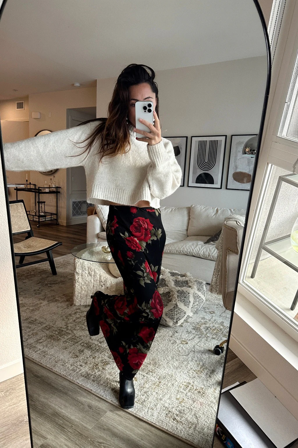 Julia Red Rose Mesh Maxi Skirt - Image 5