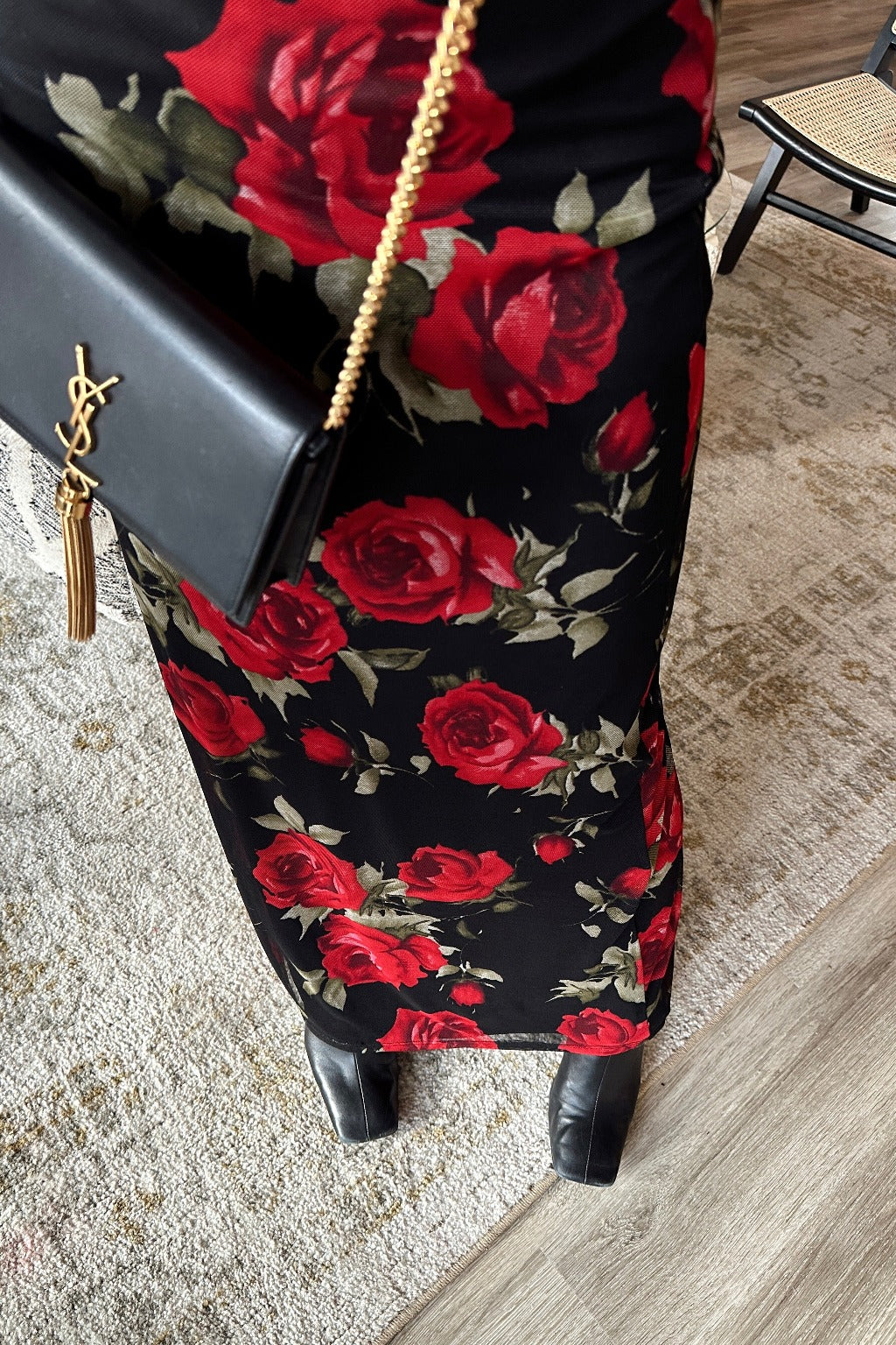 Julia Red Rose Mesh Maxi Skirt - Image 7