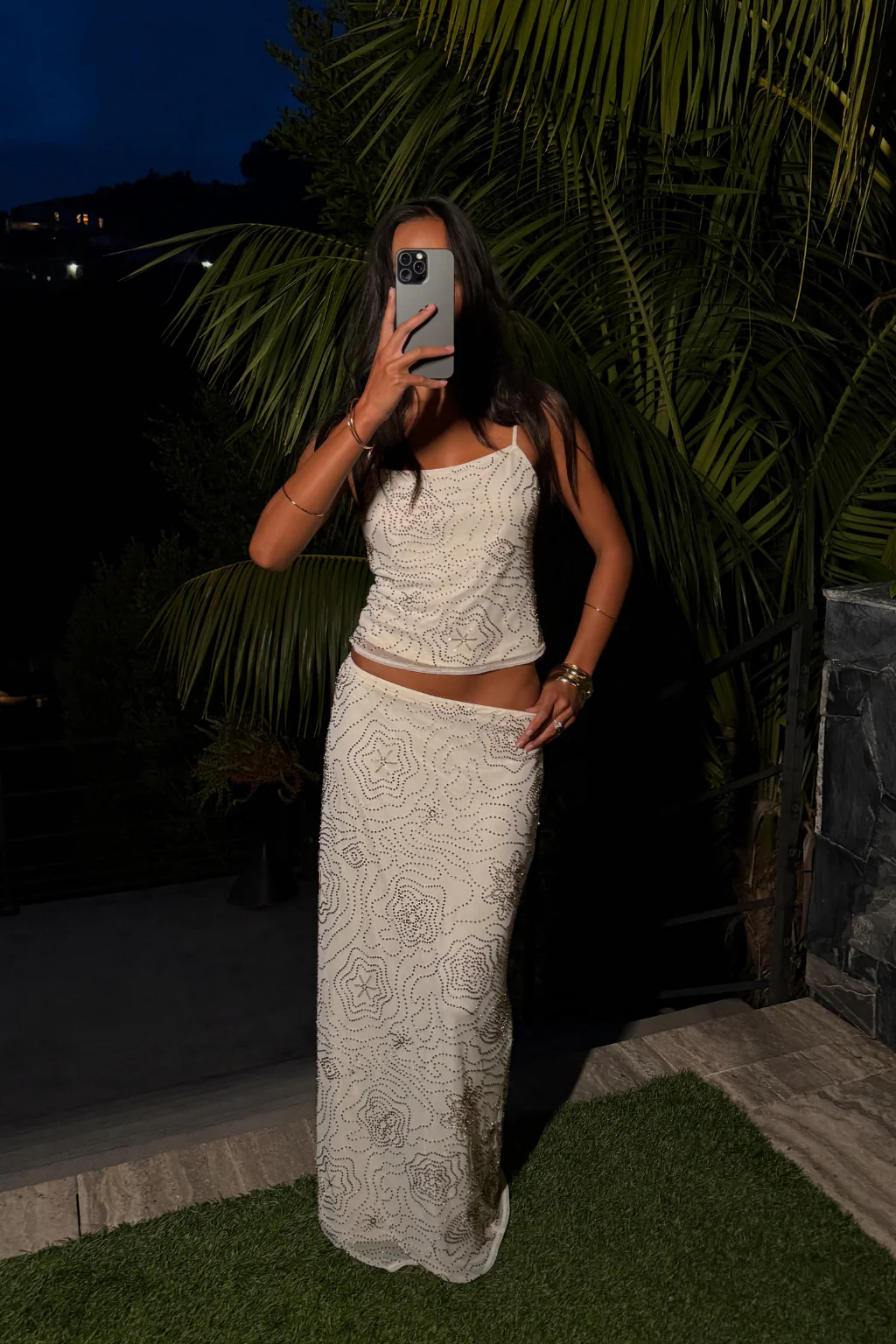 Julia White Beaded Maxi Skirt - Image 5