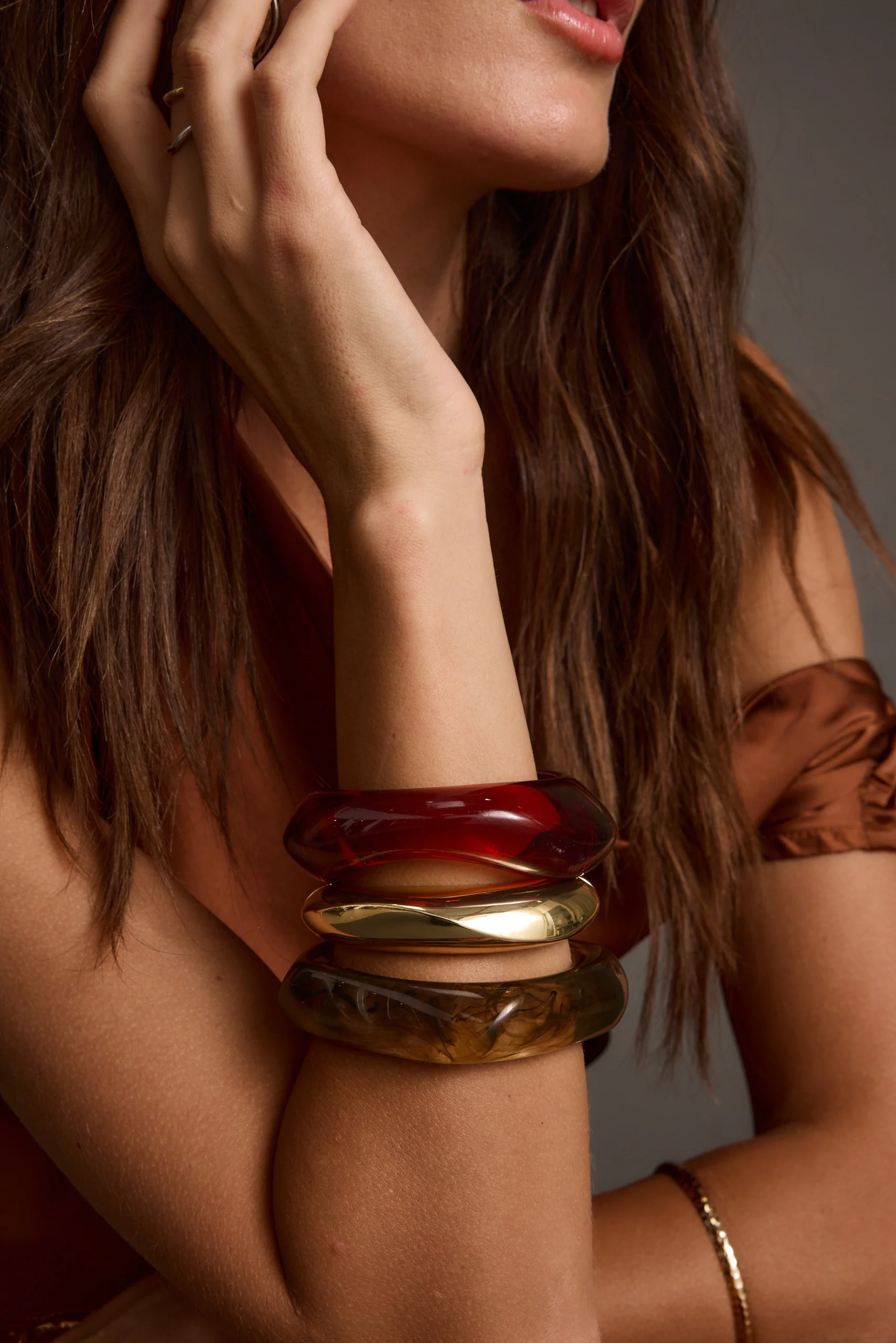 Juna Set of 3 Gold and Resin Bangles