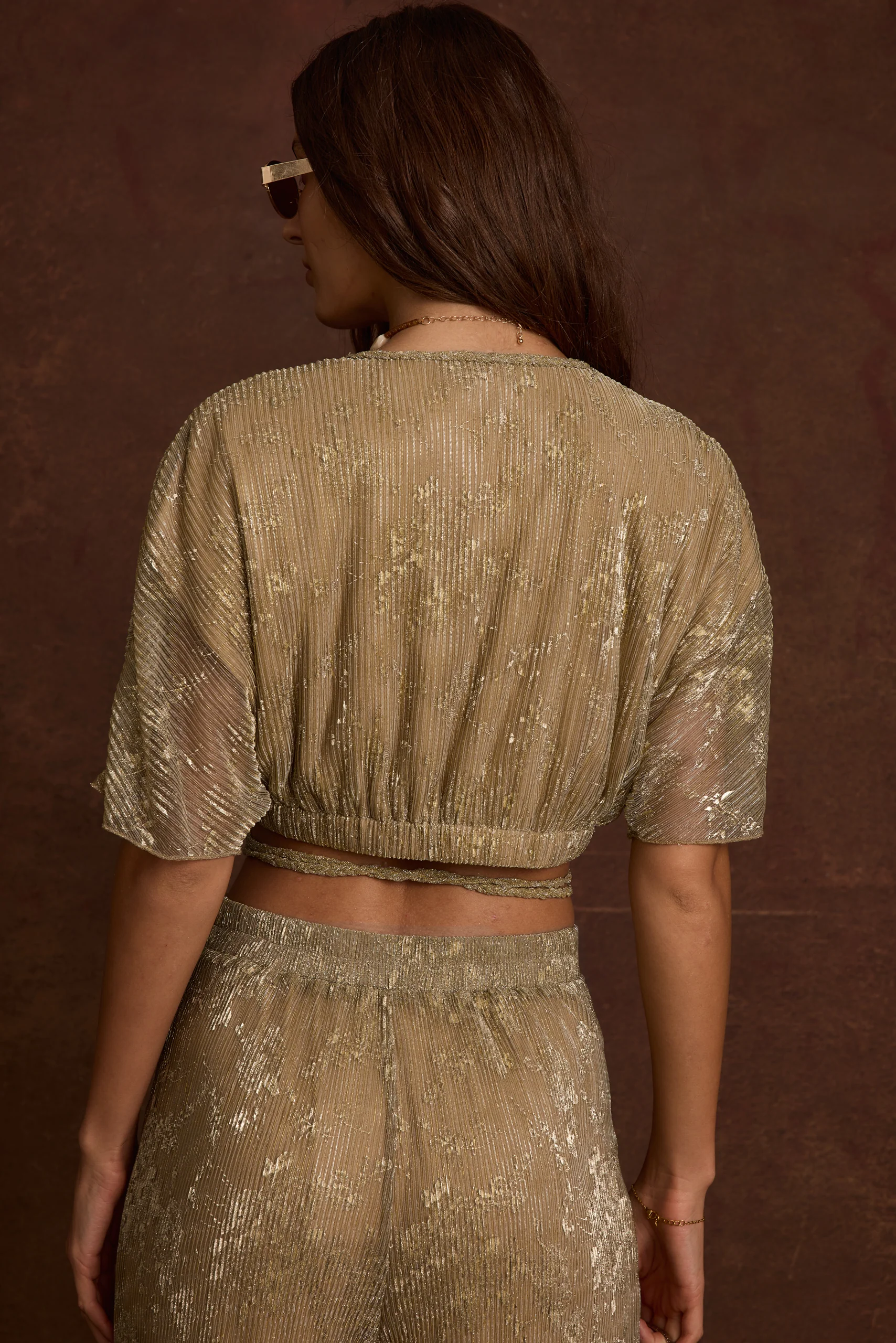 Kaia Gold Metallic Crop Top - Image 3