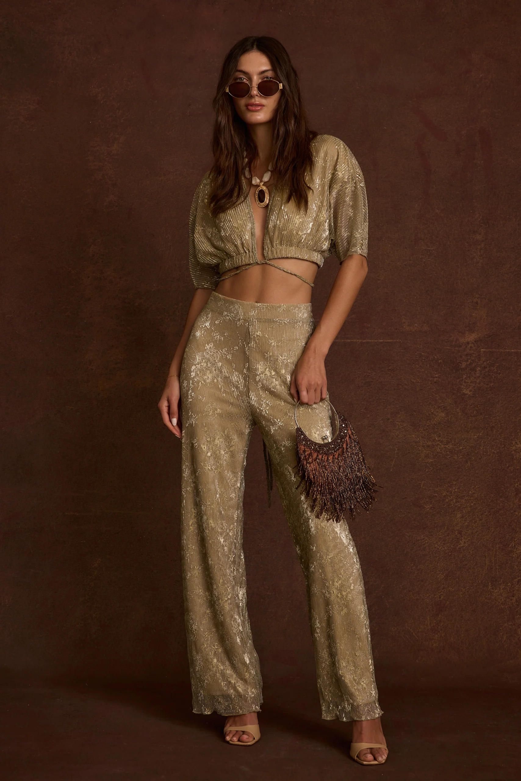 Kaia Gold Metallic Crop Top - Image 7