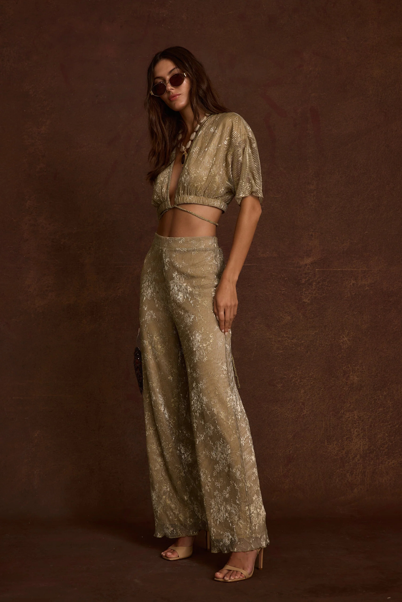 Kaia Gold Metallic Crop Top - Image 9