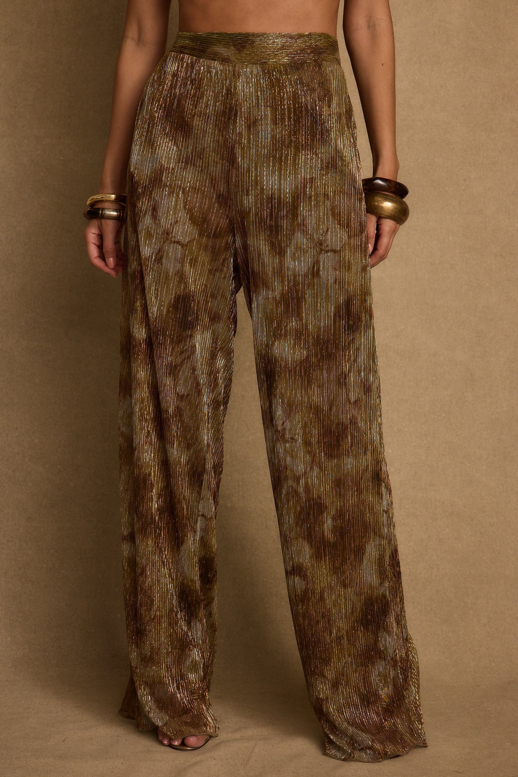 Kaia Moss Metallic Floral Pants - Image 4