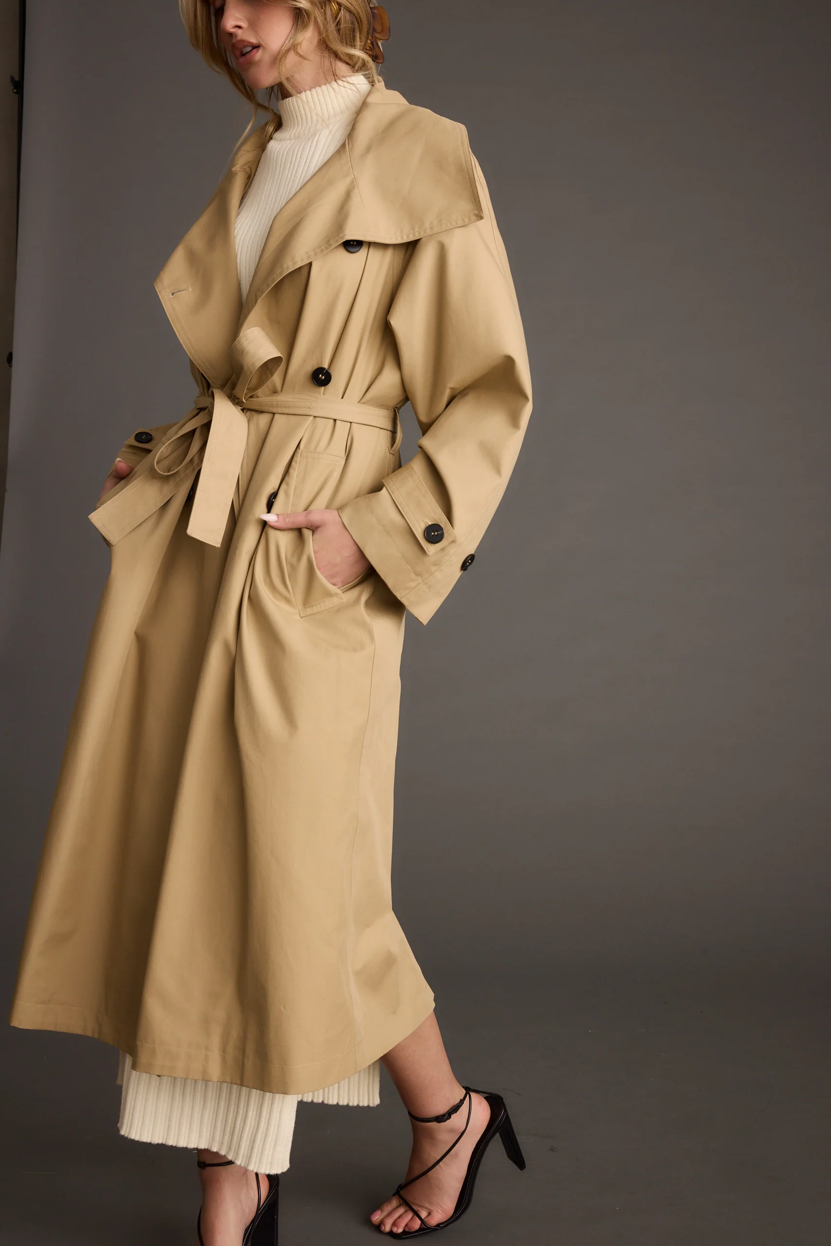 Kate Midi Dress + Moss Trench Coat - Image 6