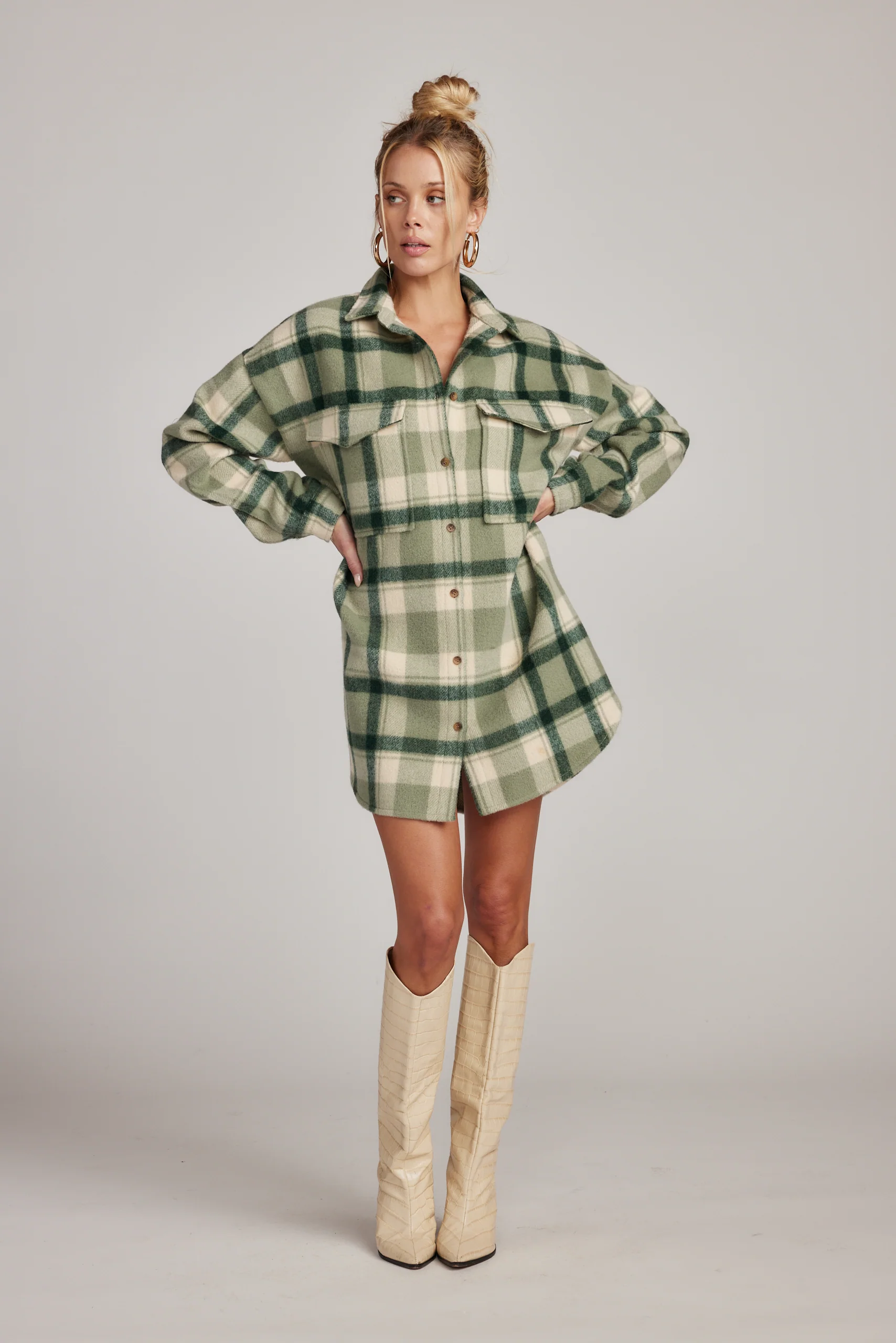 Kellan Emerald Plaid Mini Dress - Image 6