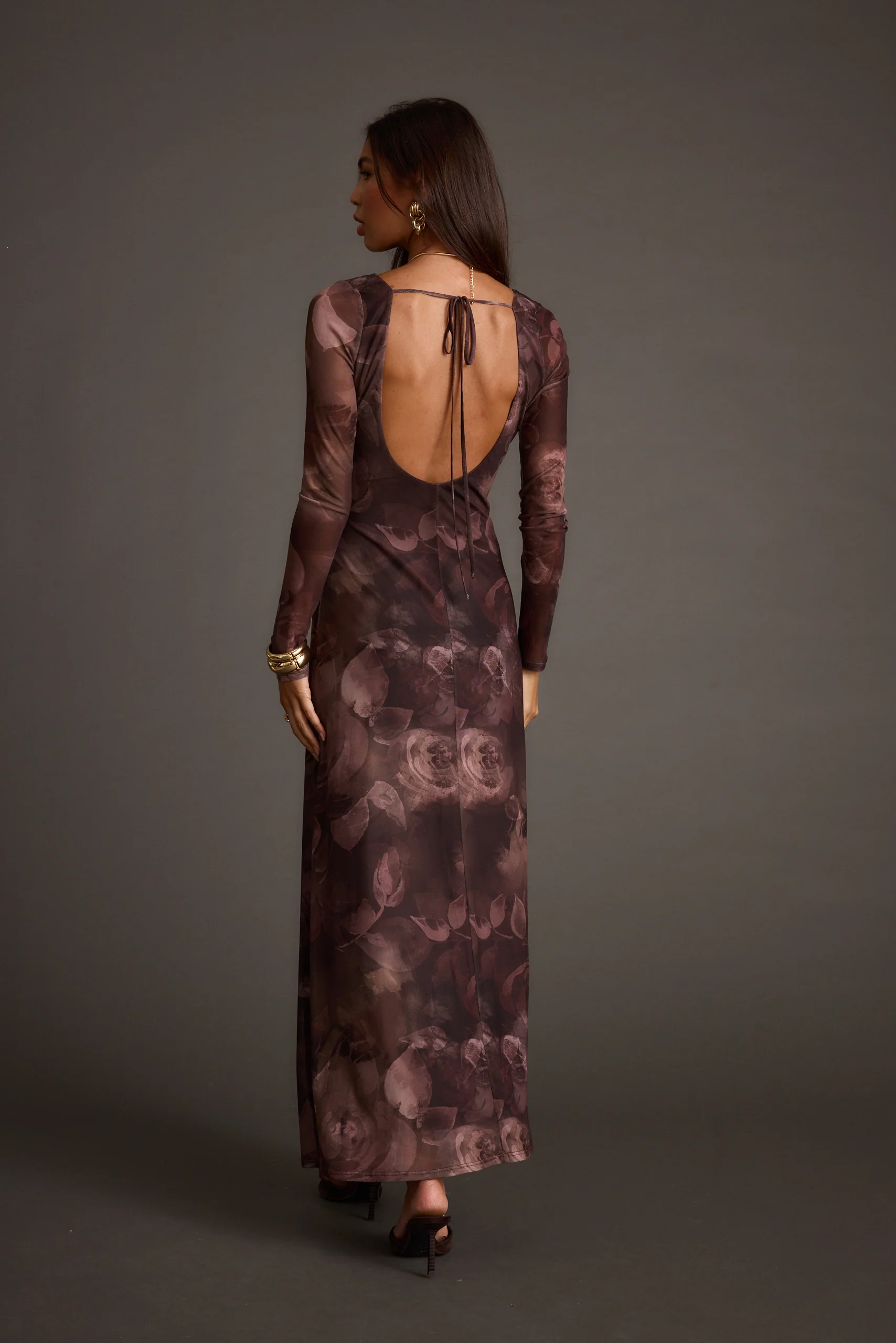 Kristin Plum Blur Mesh Maxi Dress - Image 2