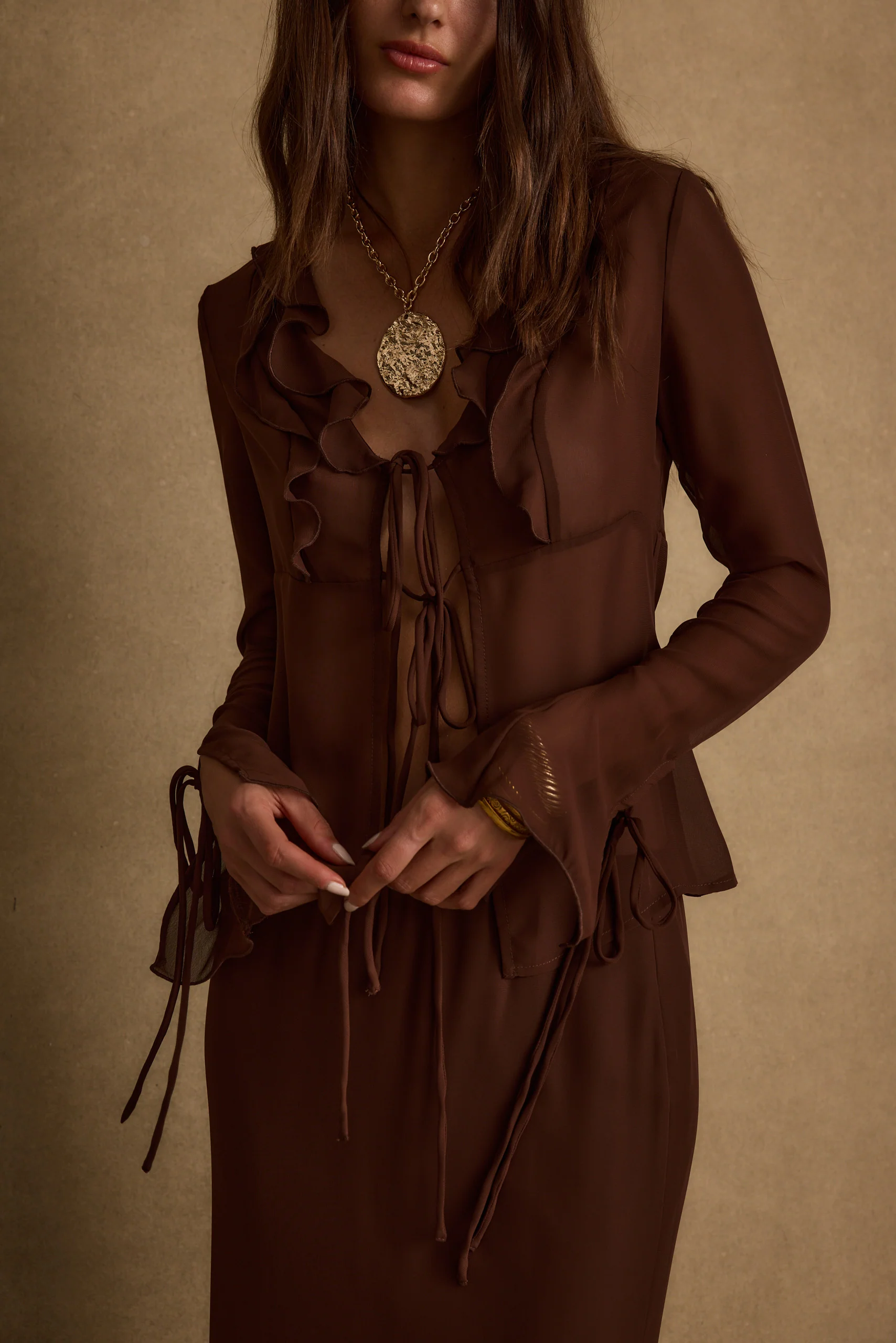 Layla Mocha Long Sleeve Top - Image 2