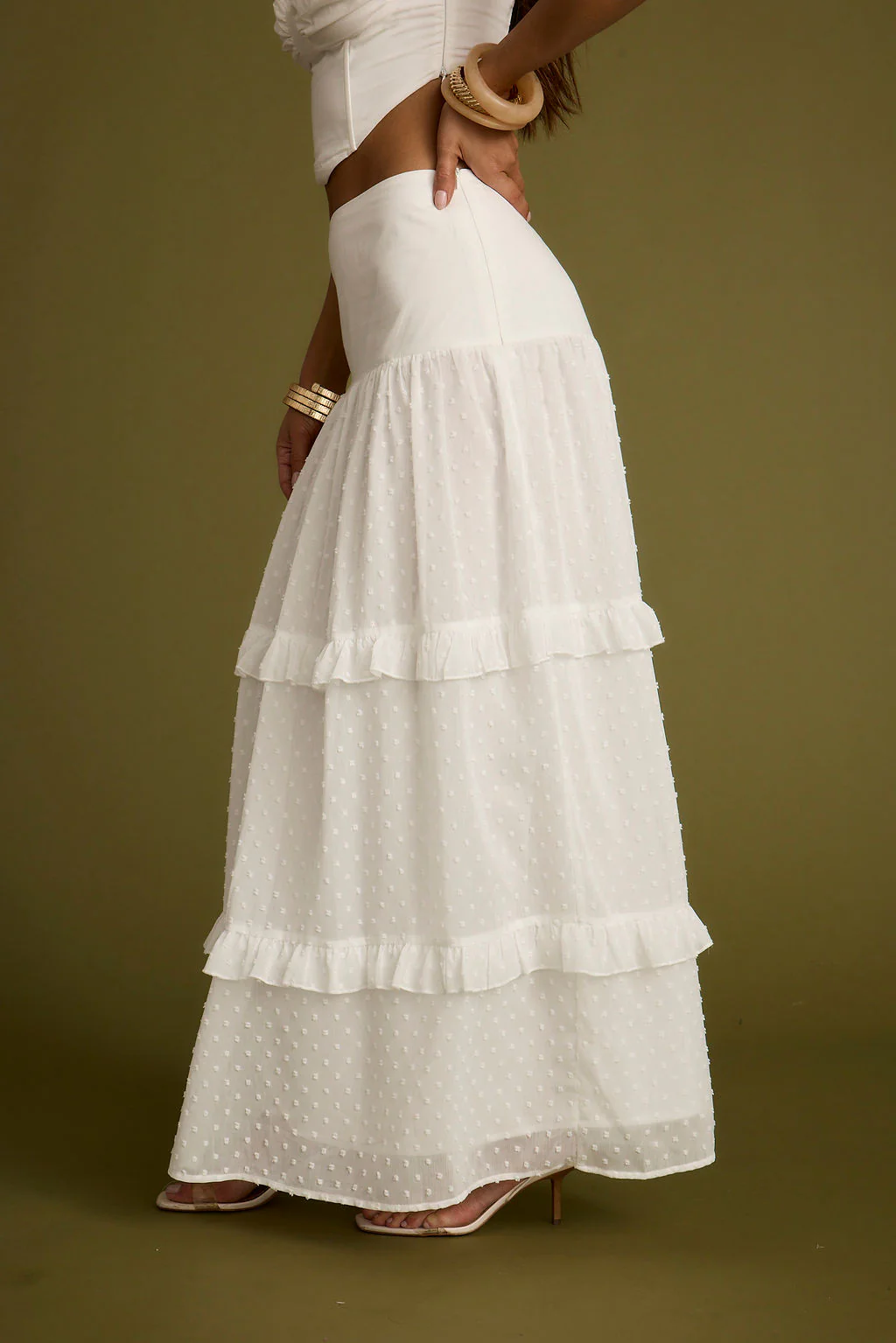 Liana White Low Rise Maxi Skirt - Image 8
