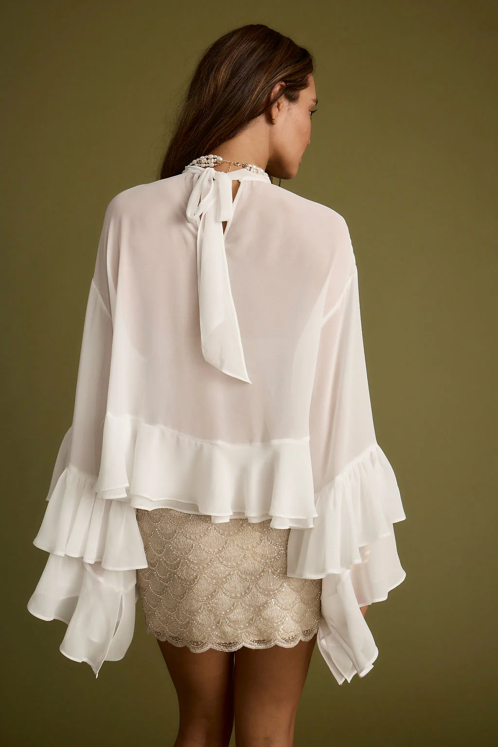 Lola White Chiffon Ruffle Top - Image 4