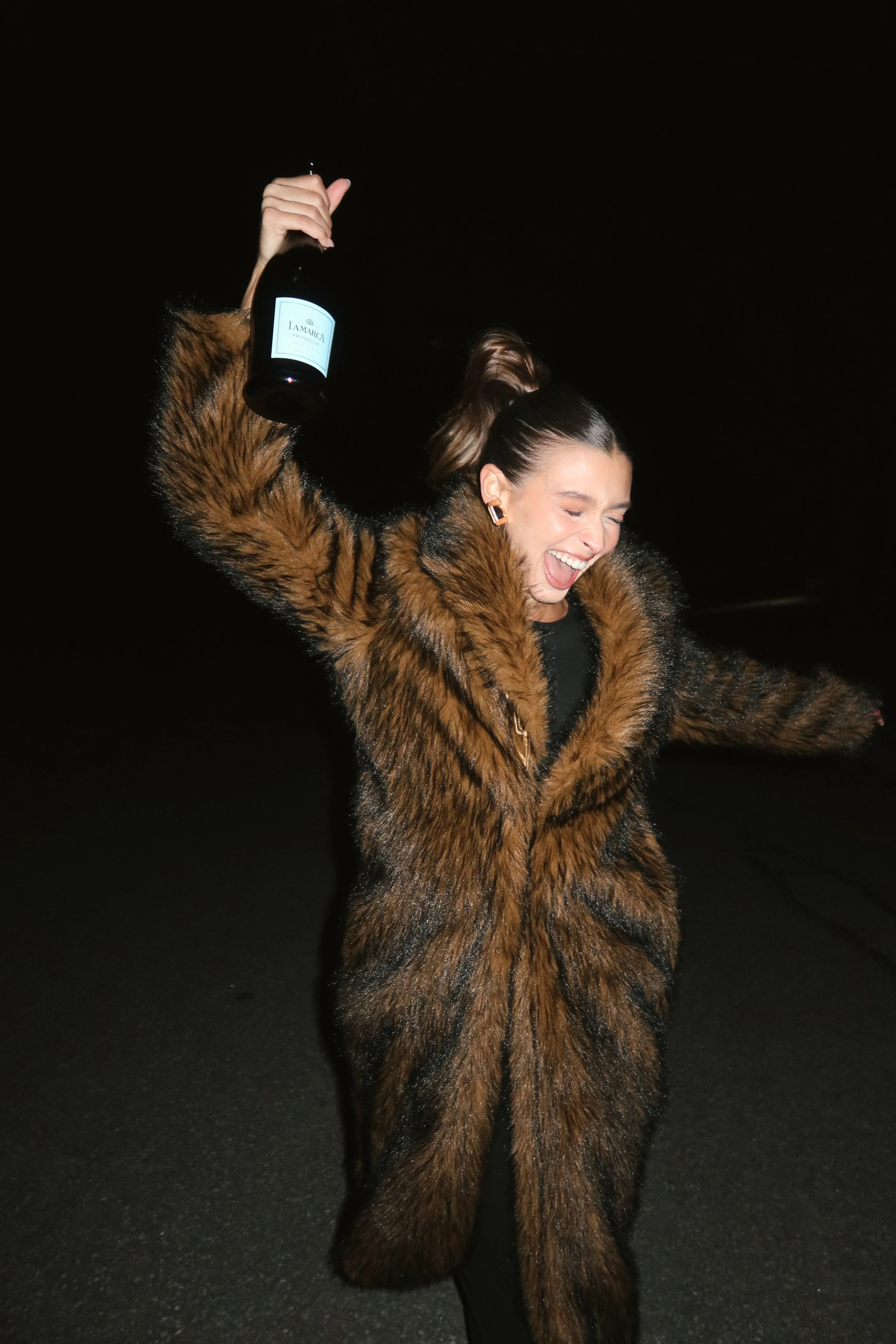 Manhattan Brown Faux Fur Coat - Image 4