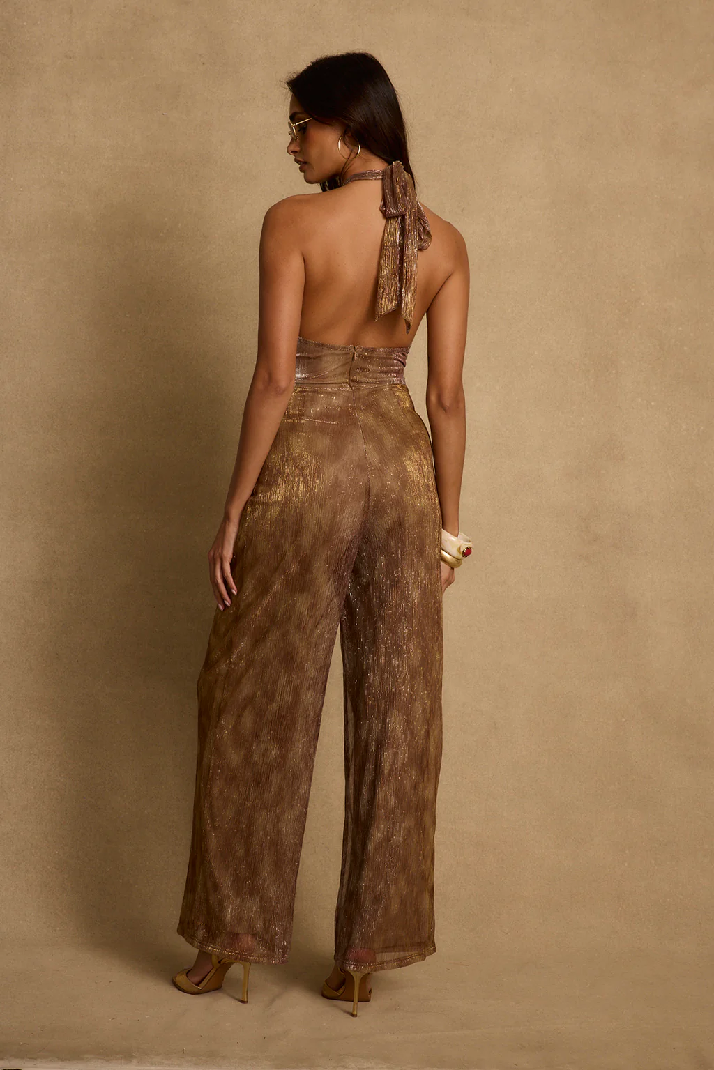 Marcos Bronze Lurex Jumpsuit - Image 2