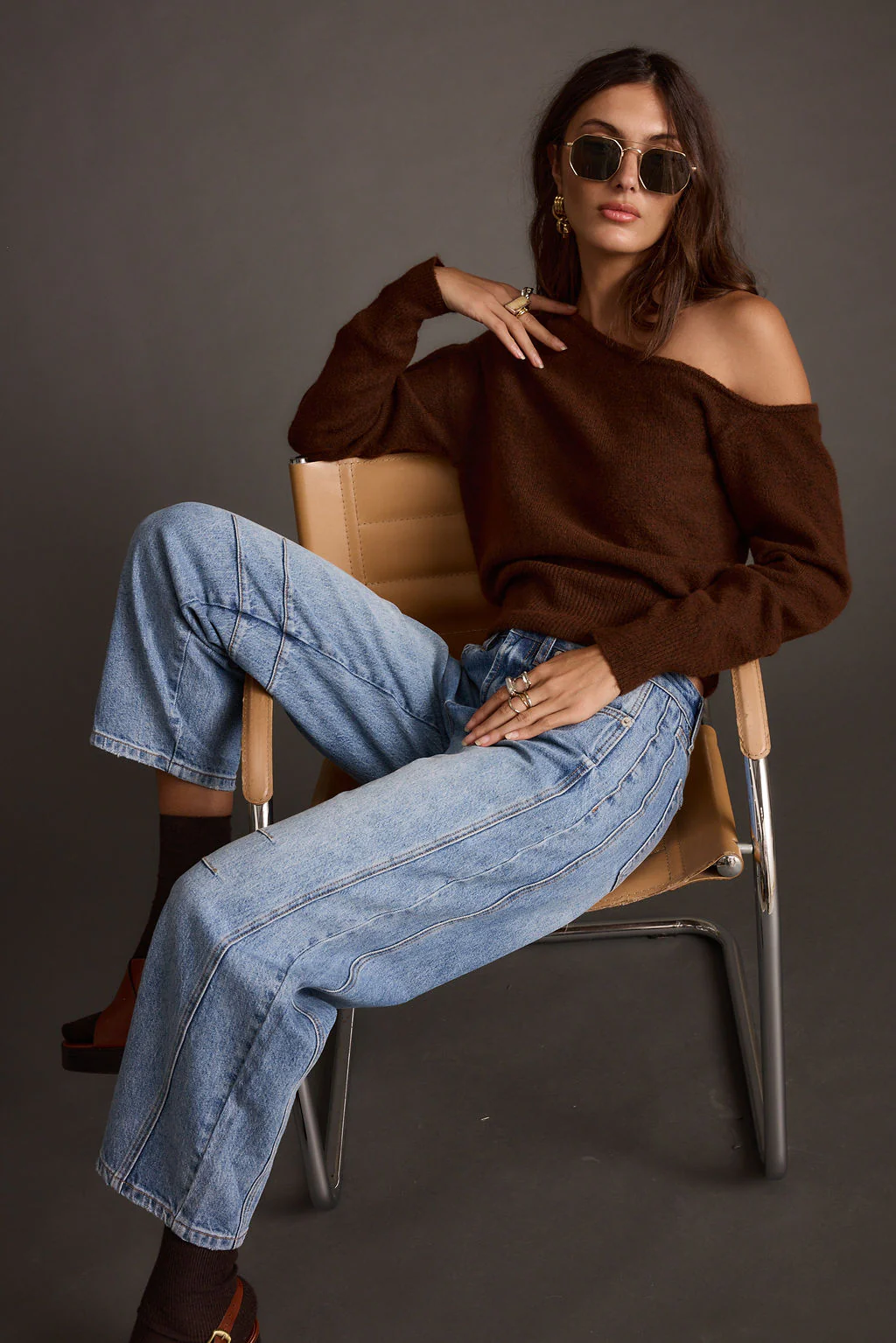 Margot Cinnamon Asymmetrical Sweater - Image 9