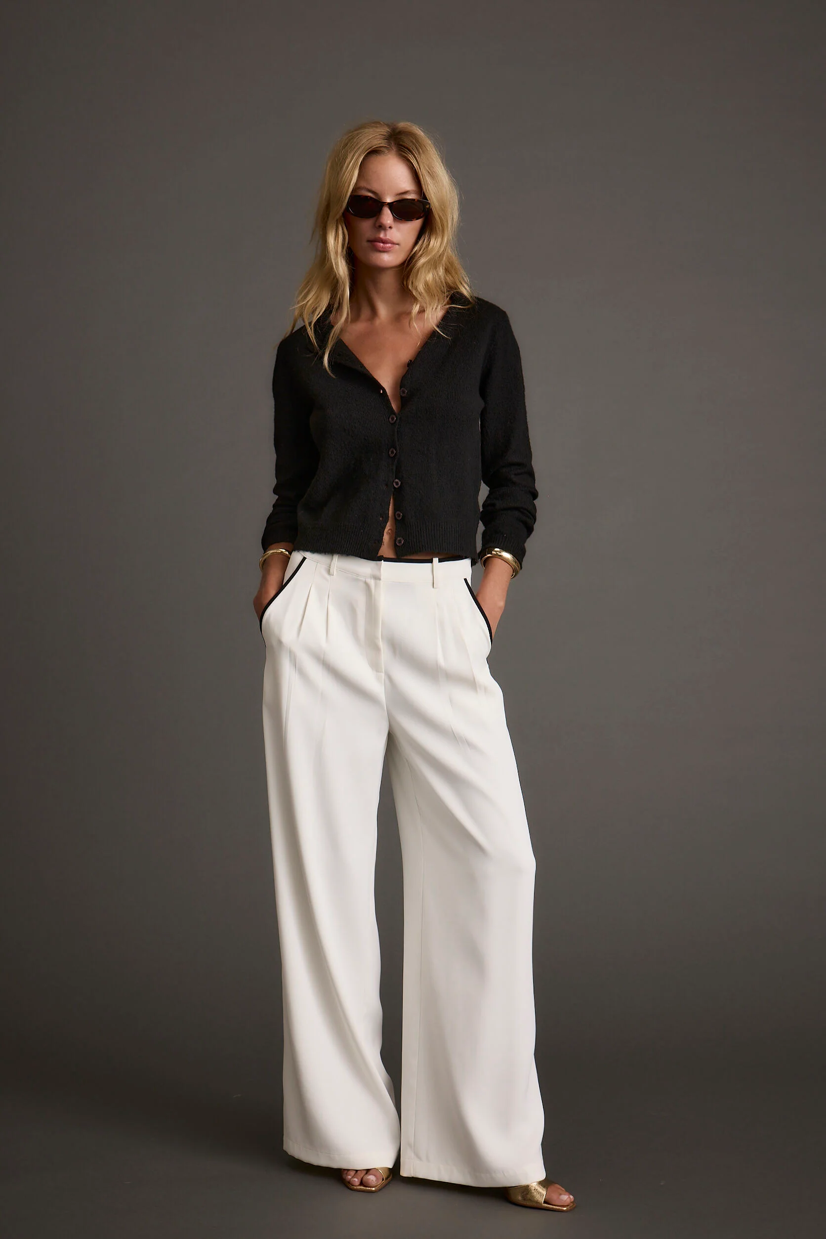 Mindy Black Crew Neck Cardigan - Image 5