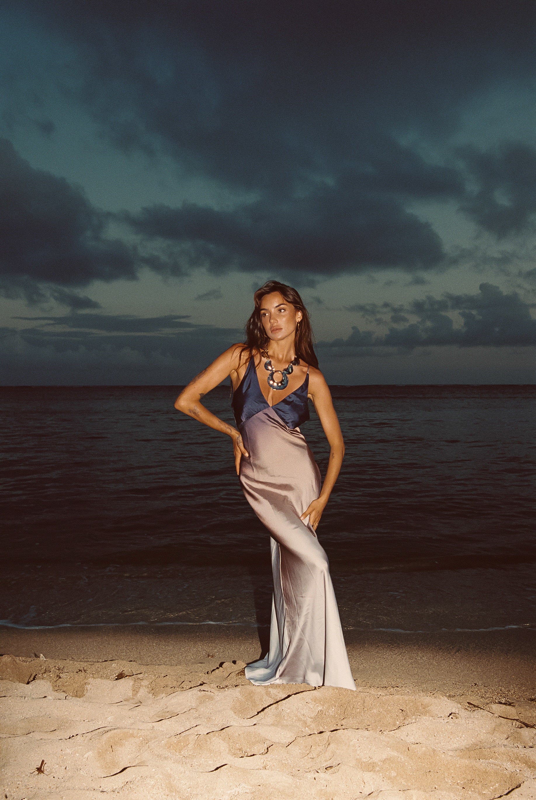 Mirabella Brown Satin Ombre Maxi Dress - Image 4