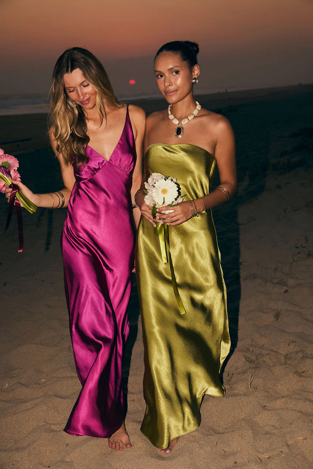 Mirabella Fuchsia Satin Maxi Dress - Image 6