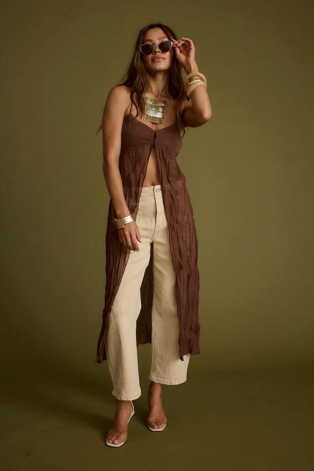 Mischa Brown Longline Cami Top