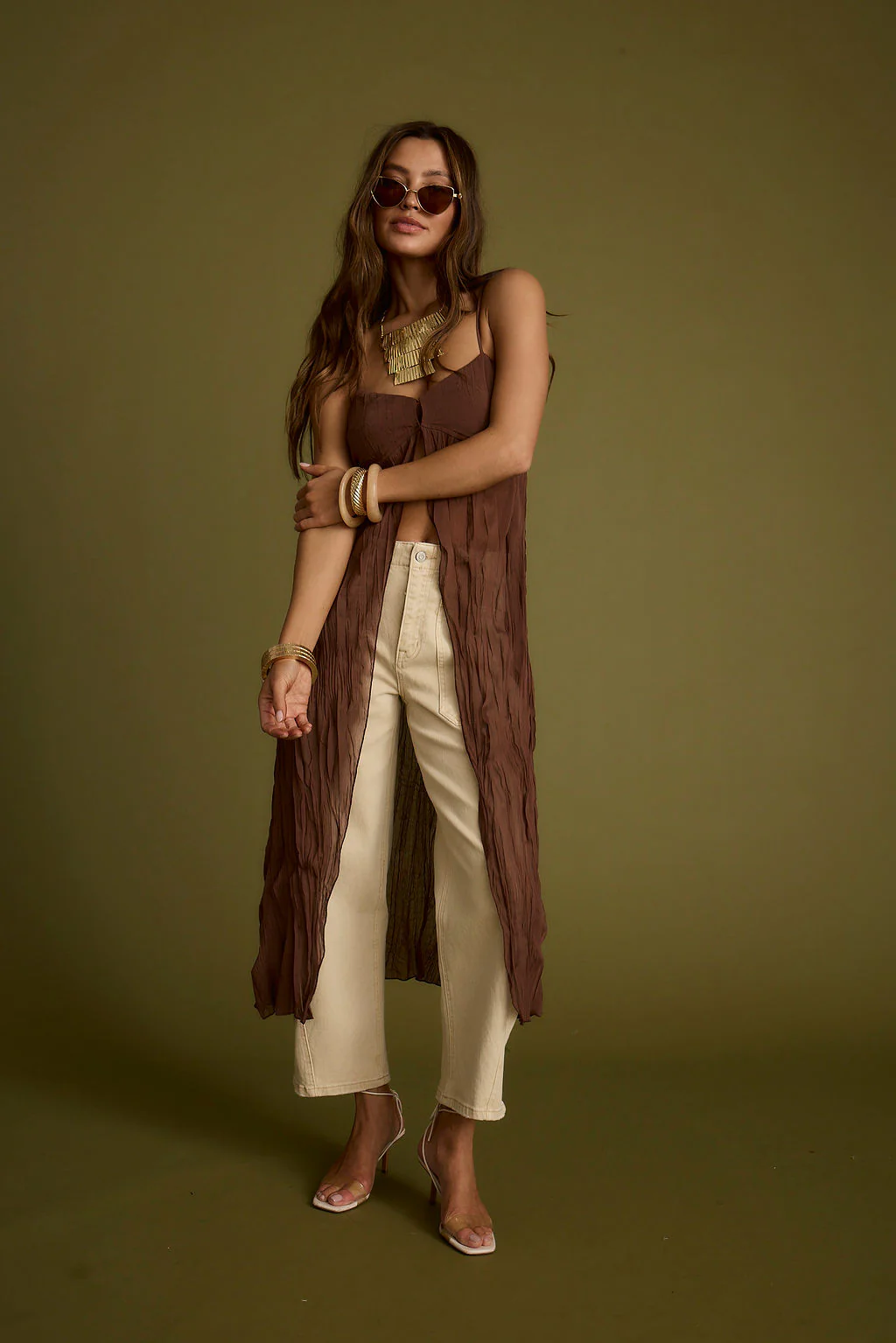 Mischa Brown Longline Cami Top - Image 6