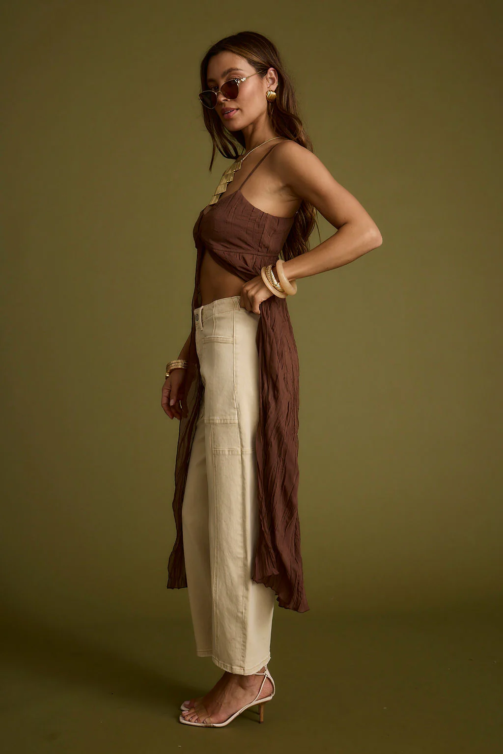 Mischa Brown Longline Cami Top - Image 7