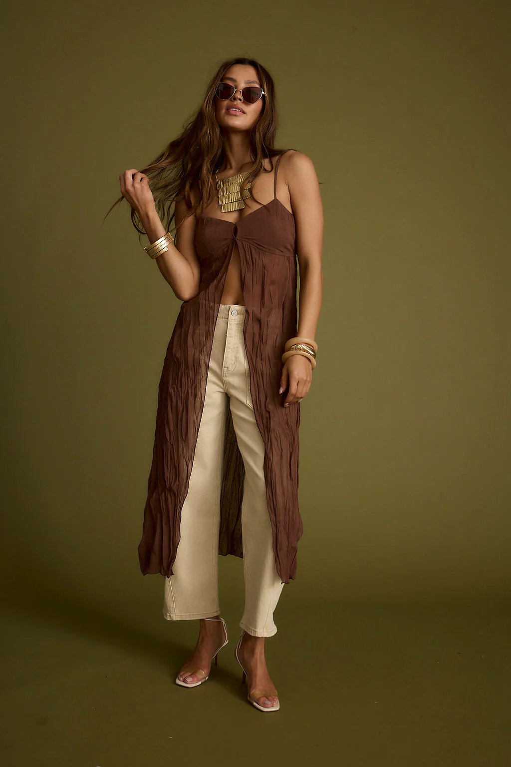 Mischa Brown Longline Cami Top - Image 8