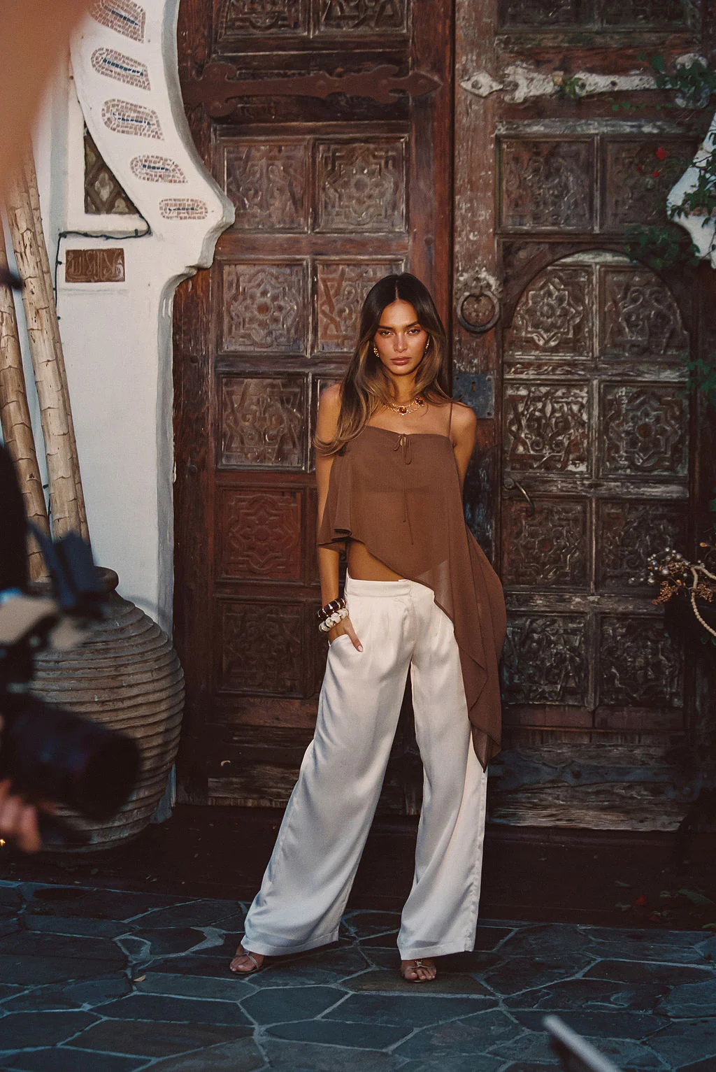 Moonlit Kiss Cream Satin Trousers - Image 4