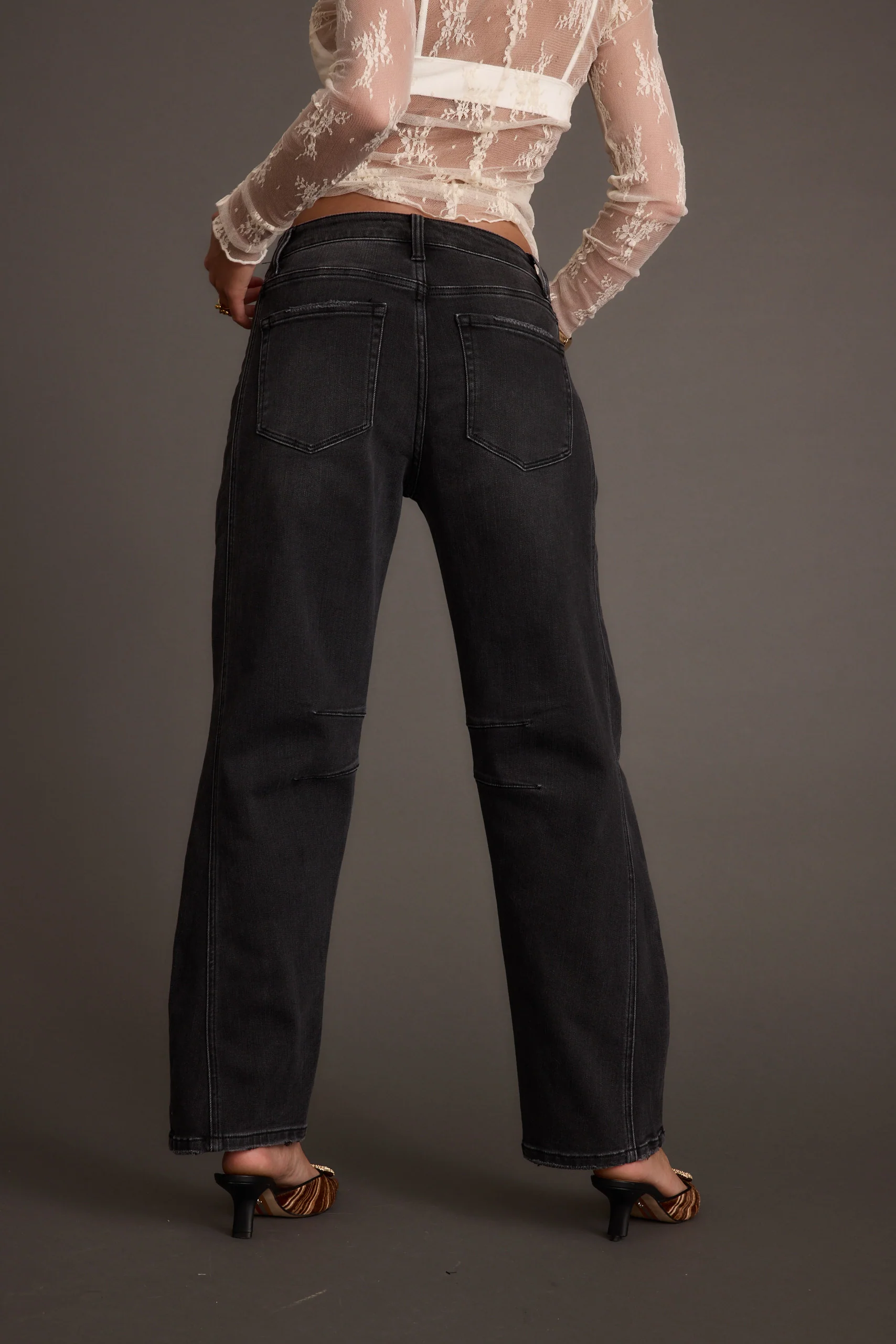 Muse Washed Black Barrel Denim Jeans - Image 2