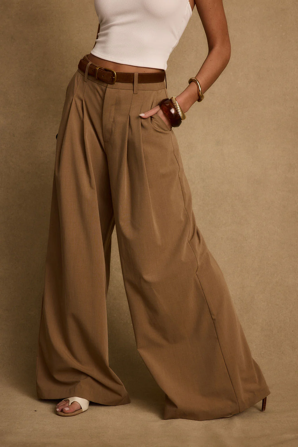 Nadine Tan Wide Leg Trouser - Image 4