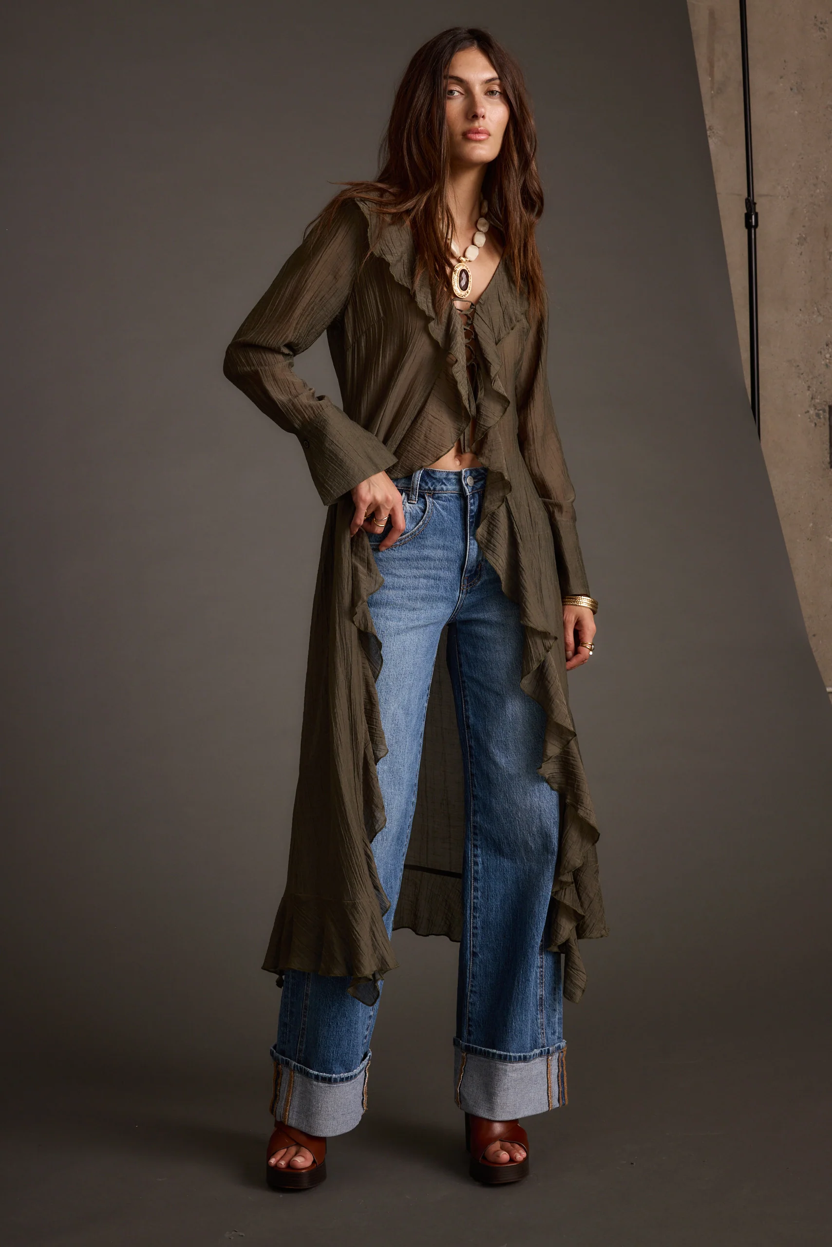 Naomi Olive Longline Top