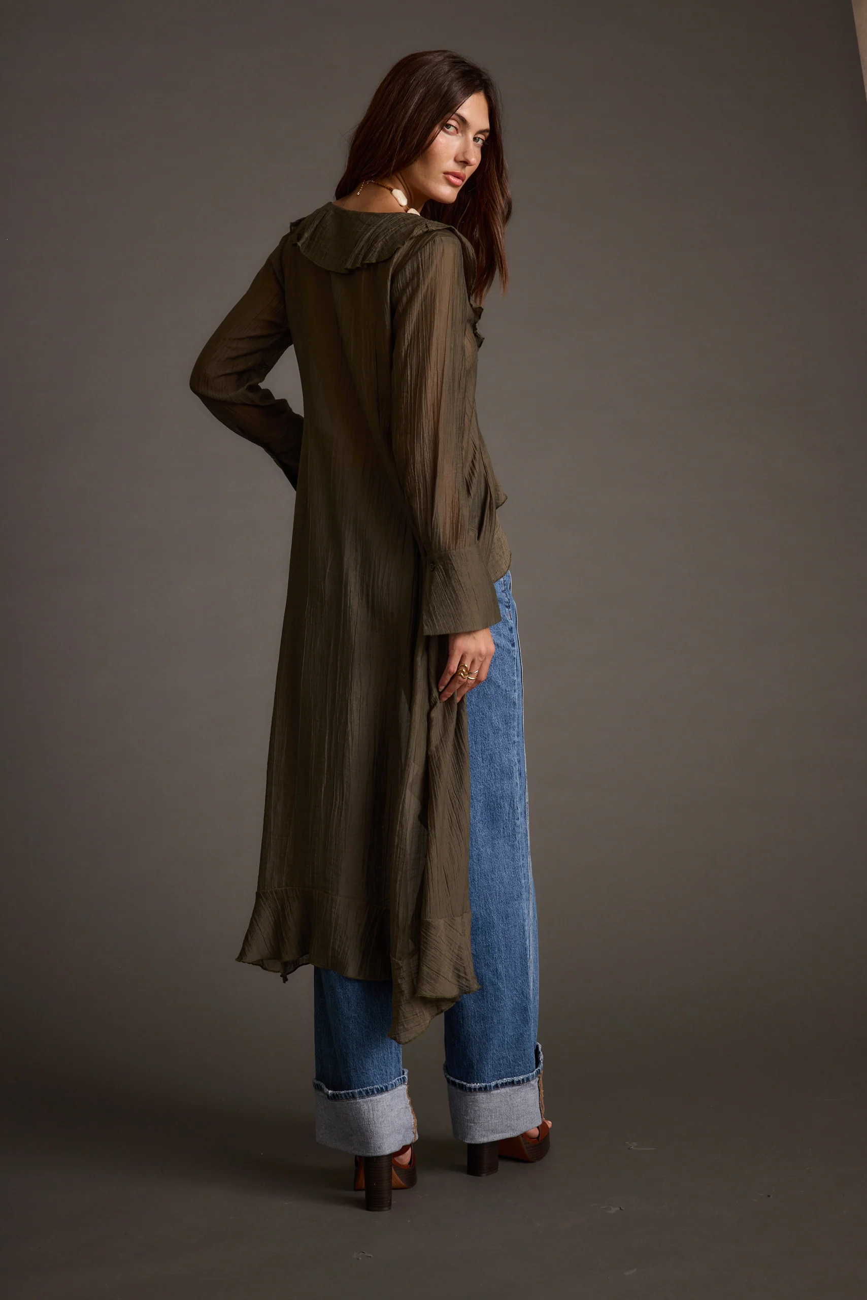 Naomi Olive Longline Top - Image 3