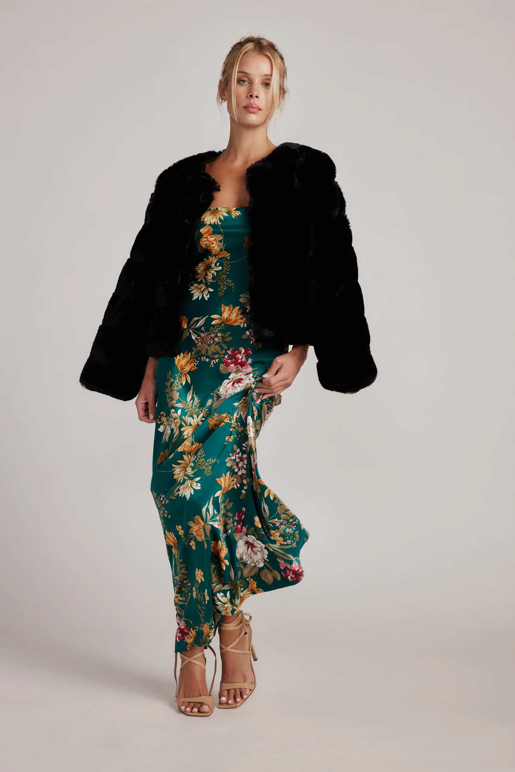 Natalia Emerald Floral Strapless Maxi Dress - Image 6