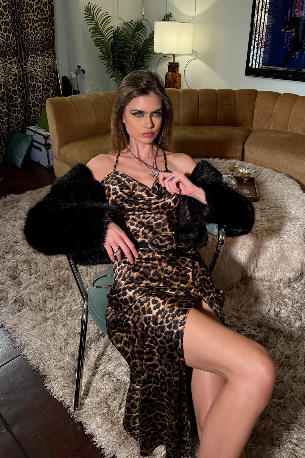 Natalia Leopard Satin Maxi Dress - Image 4