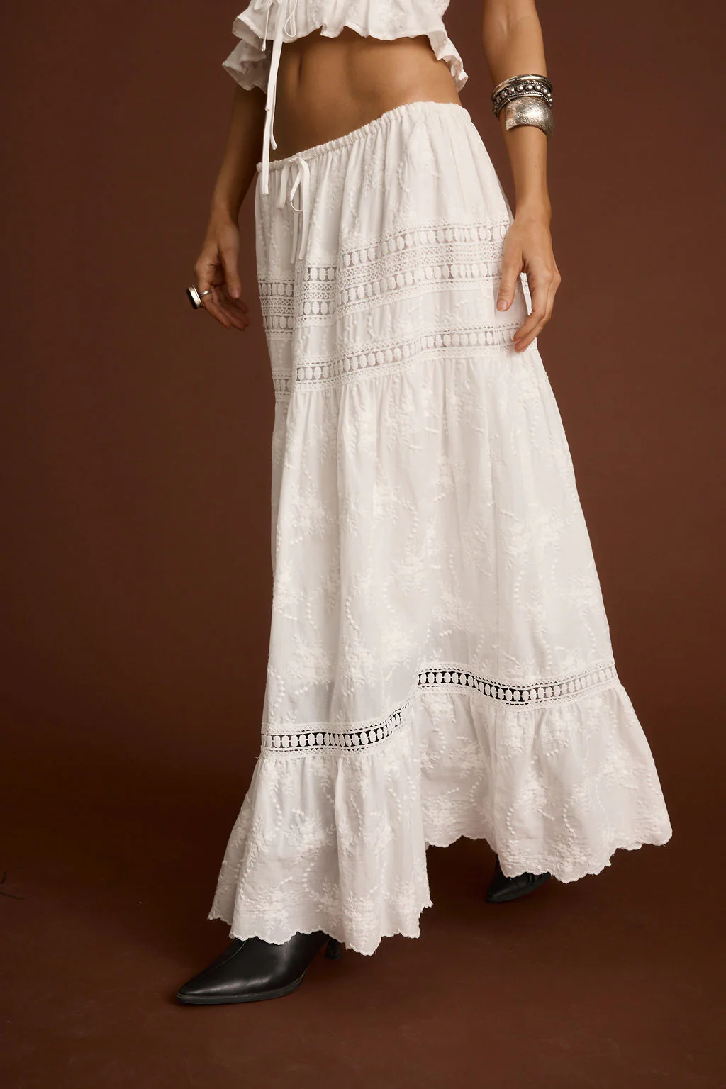 Nomad White Embroidered Maxi Skirt - Image 5