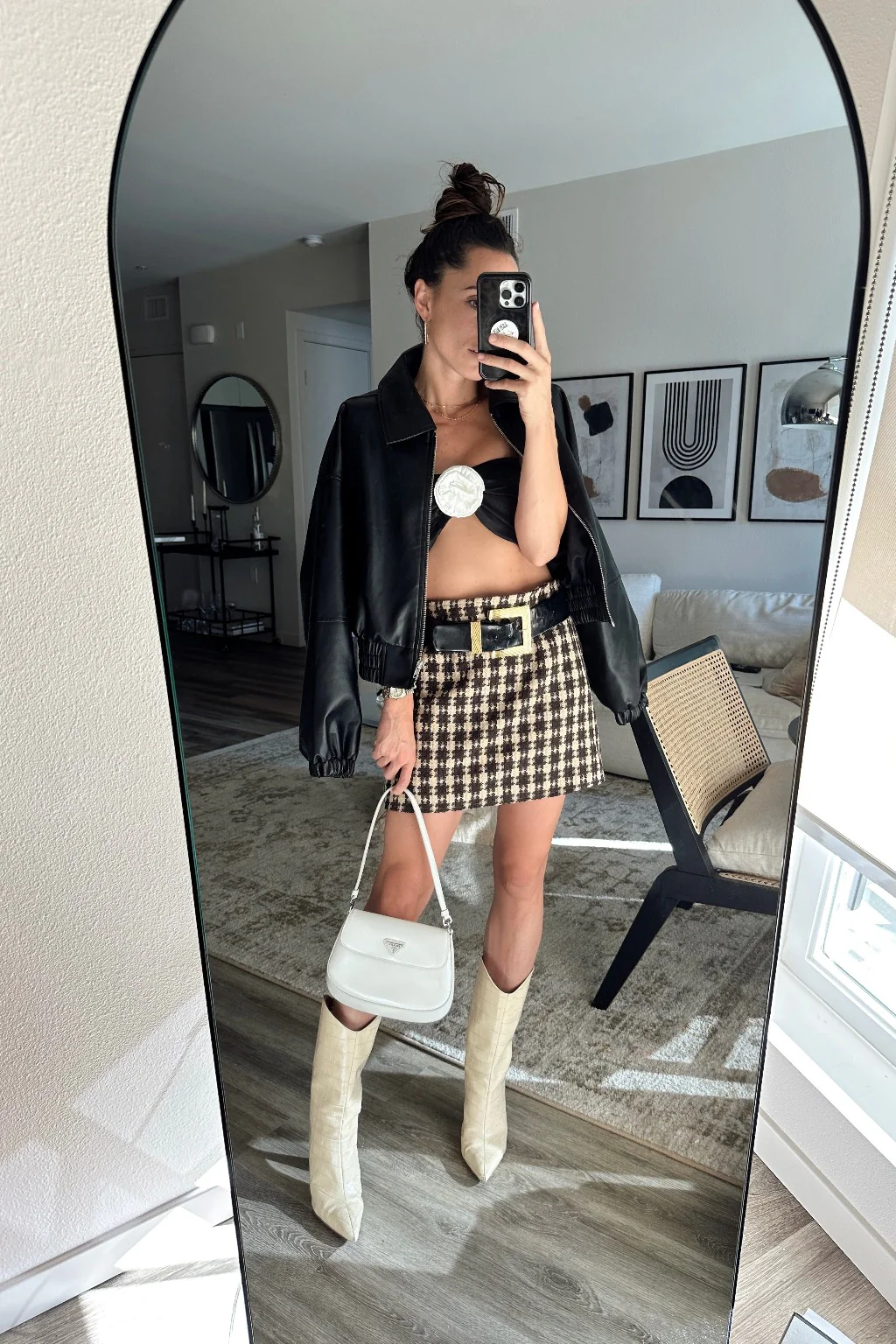 Normandie Brown Plaid Mini Skirt - Image 2