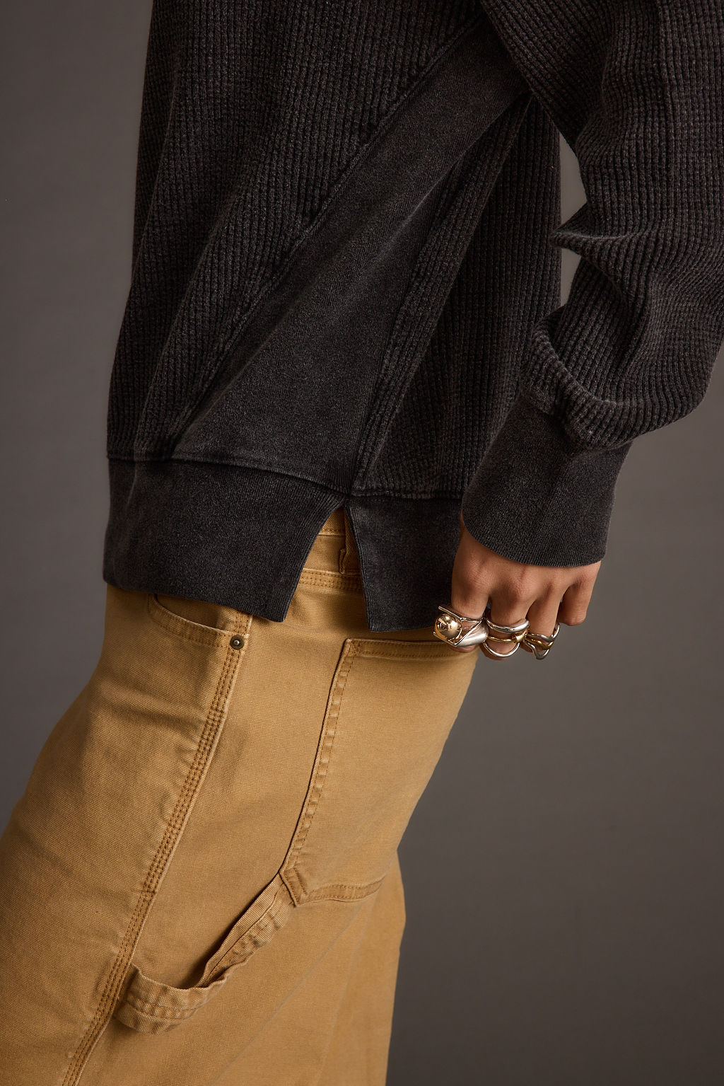 Not Your Ex's Washed Black Waffle Knit Top - Image 3