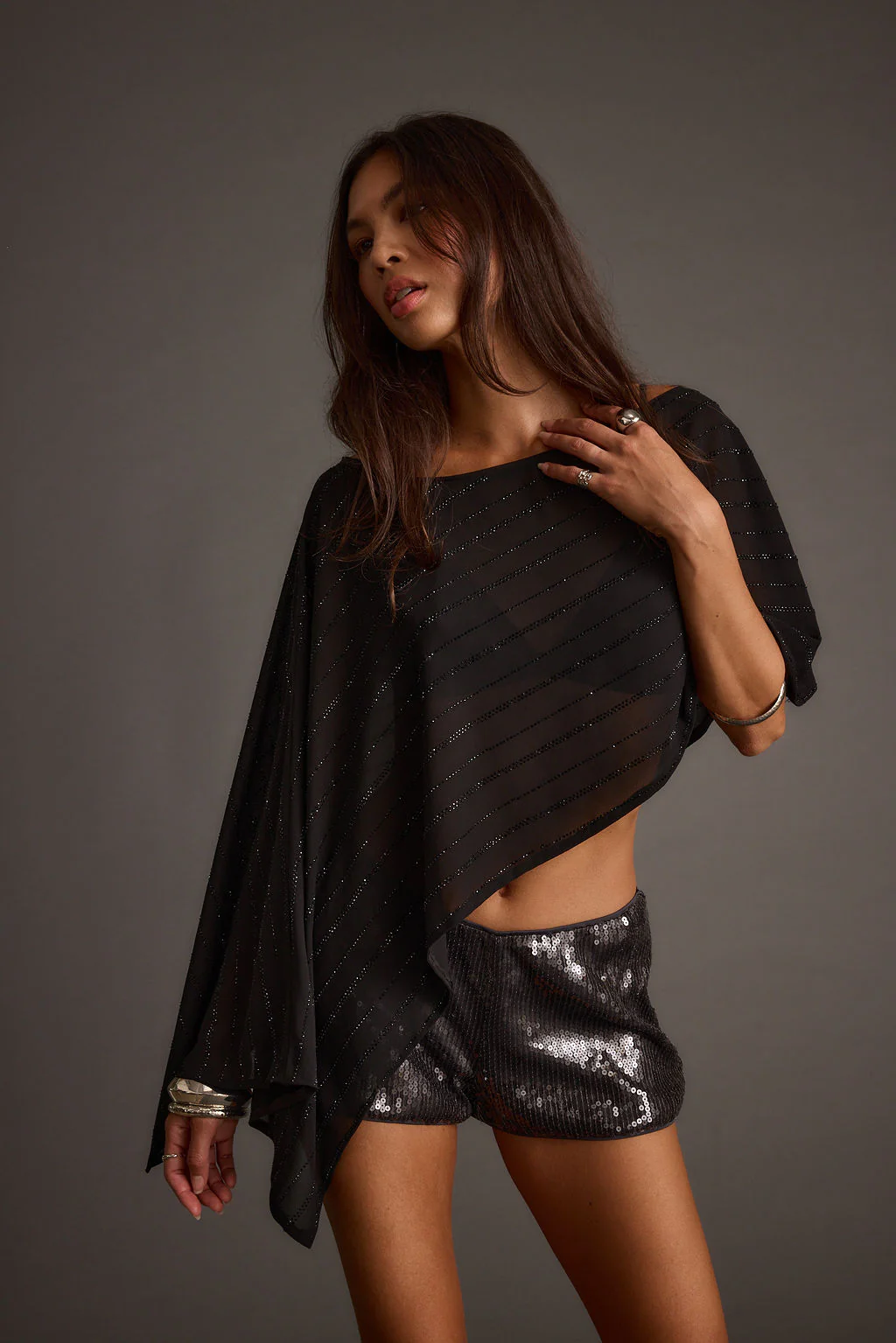Oasis Black Rhinestone Shawl