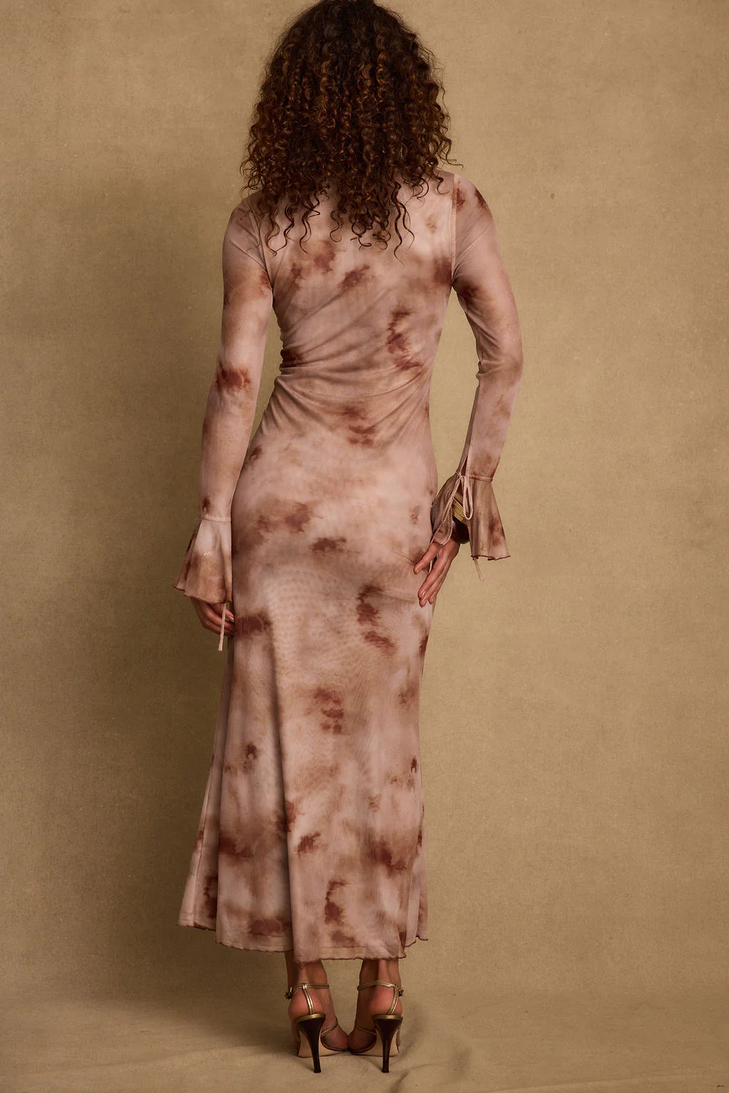 Odette Mocha Mesh Maxi Dress - Image 10