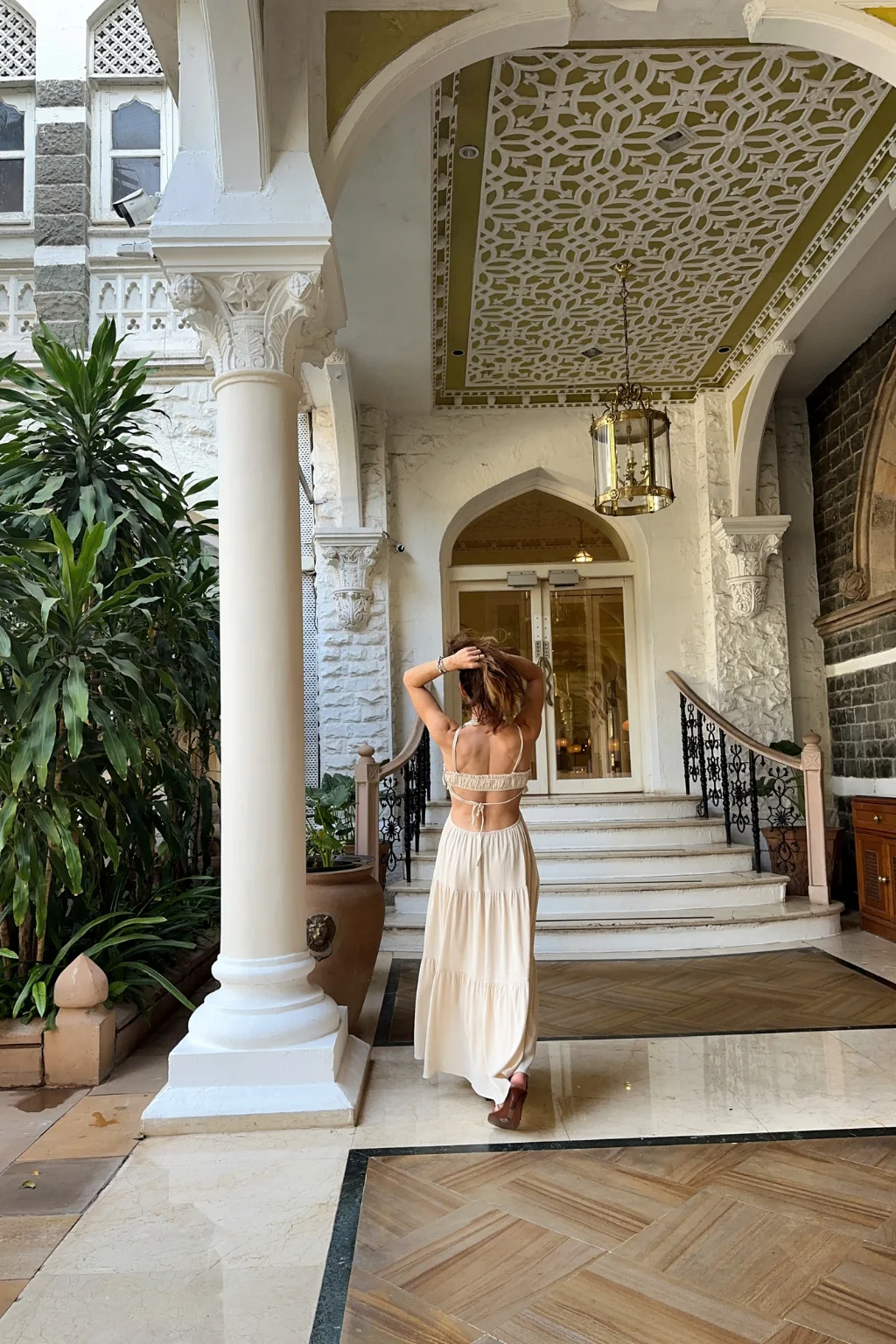 Paola Beige Boho Maxi Dress - Image 6