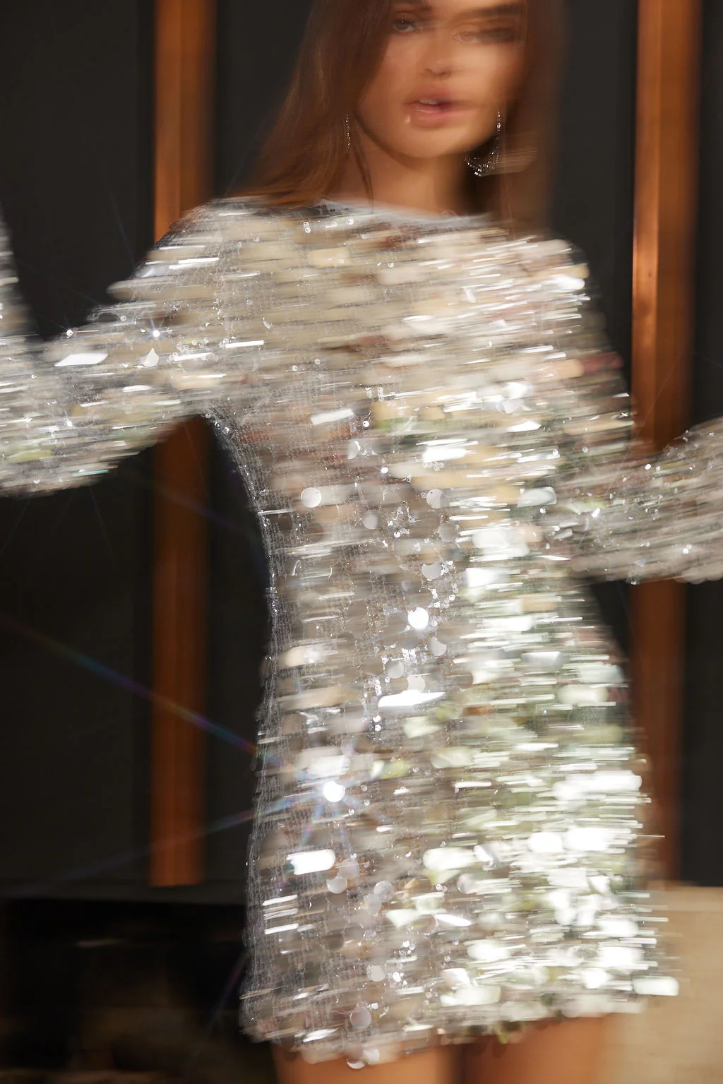 Pippa Silver Payette Long Sleeve Mini Dress - Image 3