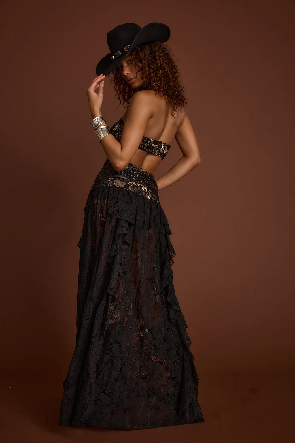 Princesa Black Lace Drop Waist Maxi Dress - Image 8