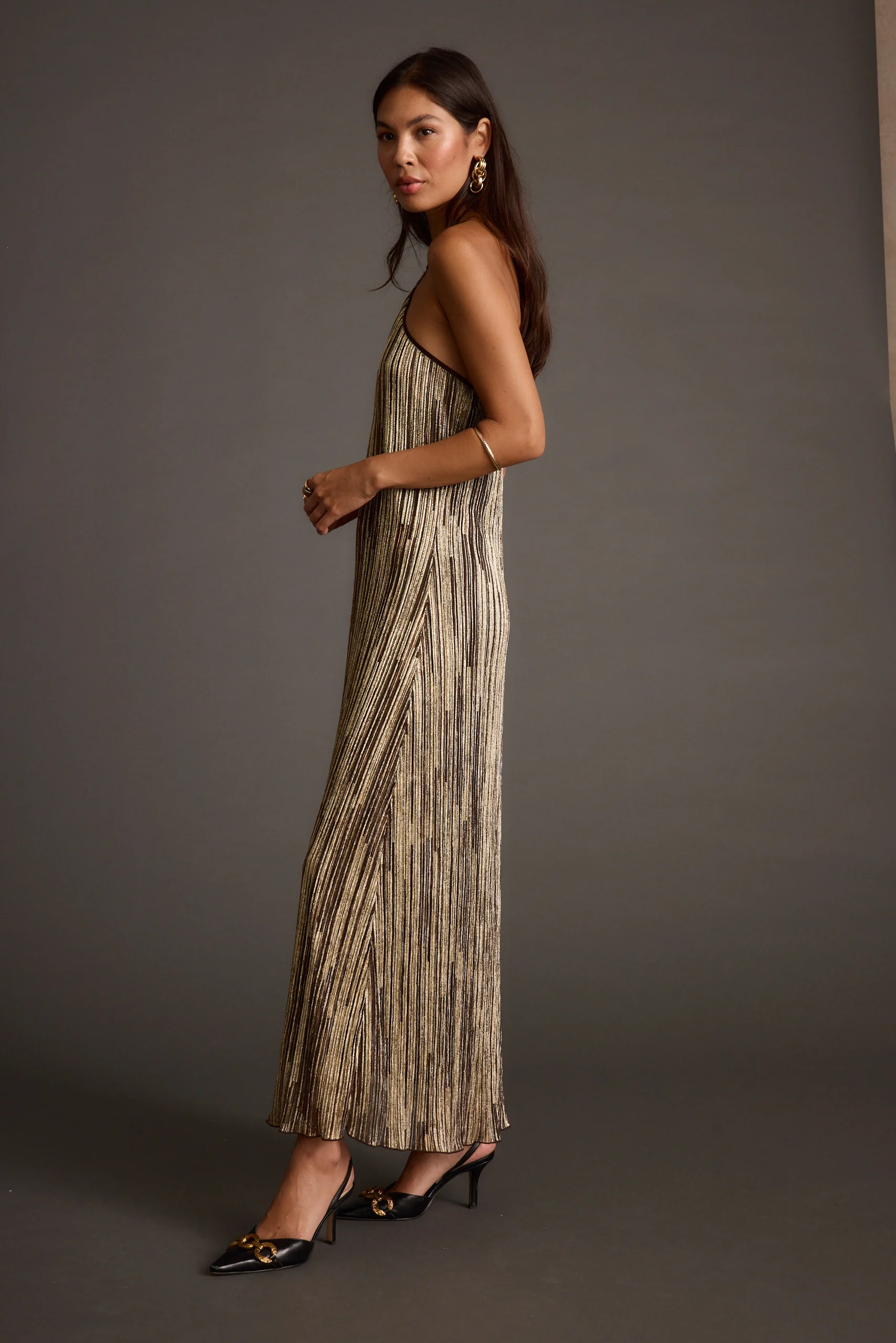 Prism Metallic Halter Maxi Dress - Image 4