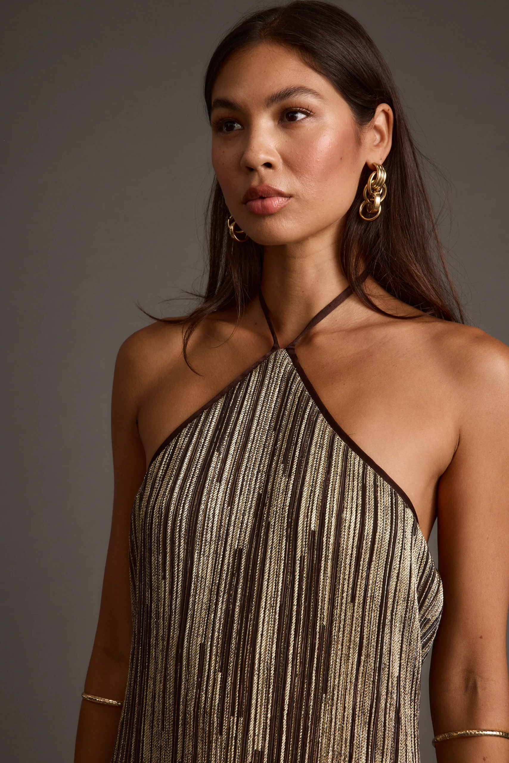 Prism Metallic Halter Maxi Dress - Image 6