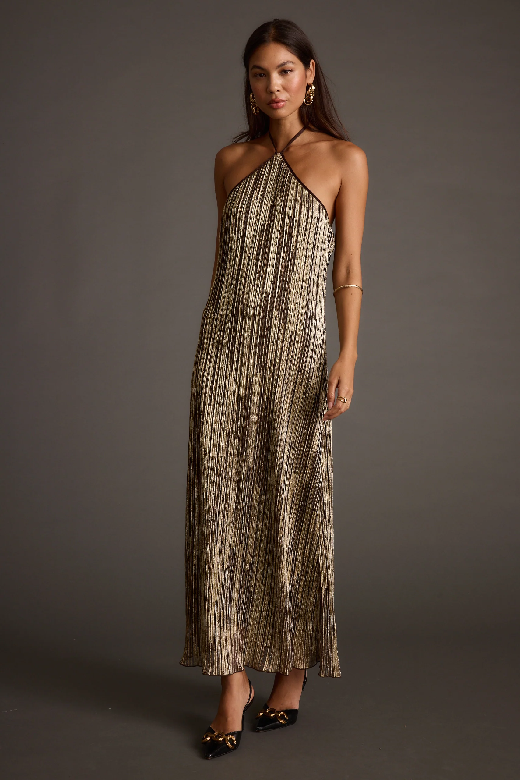 Prism Metallic Halter Maxi Dress - Image 8