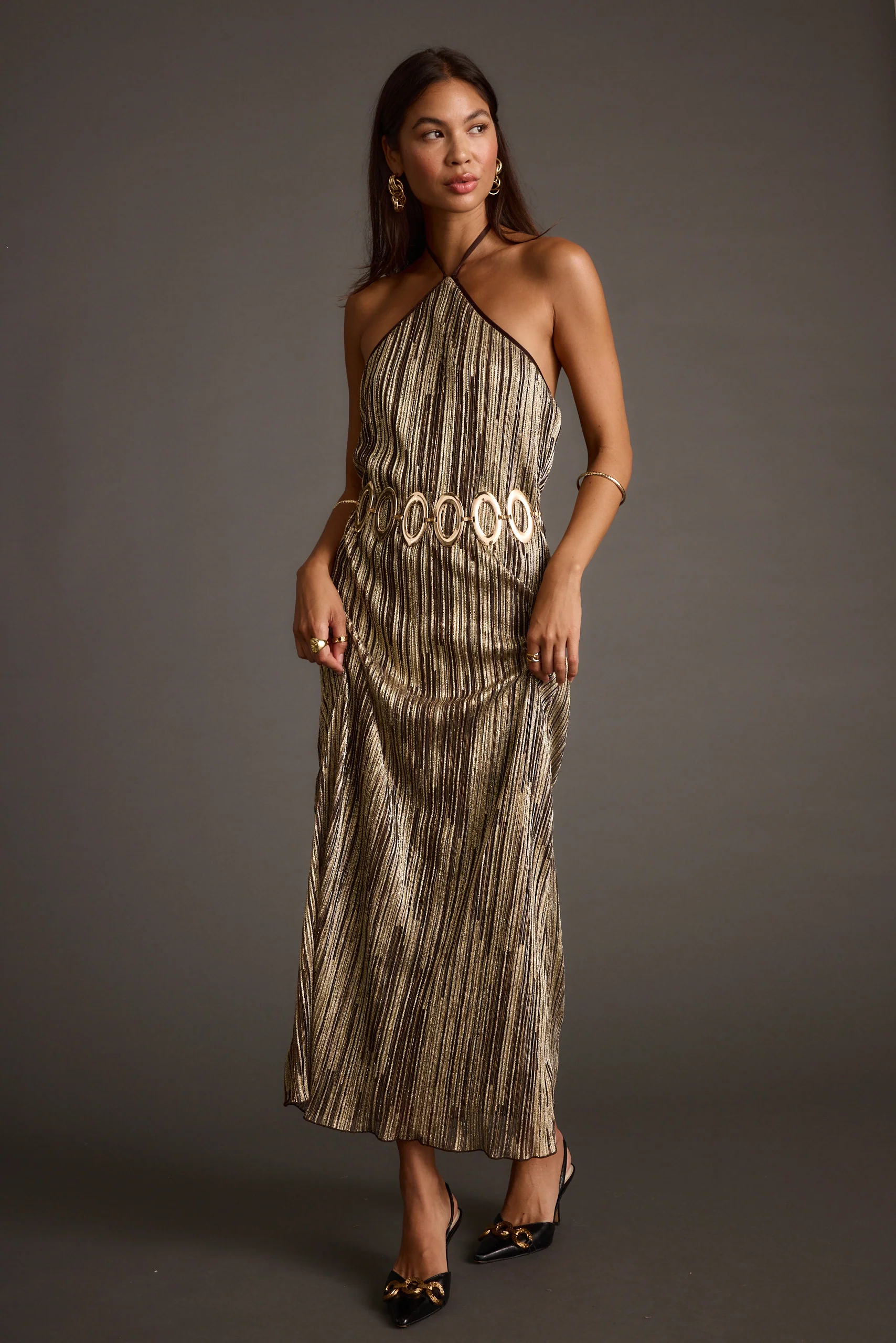 Prism Metallic Halter Maxi Dress - Image 9