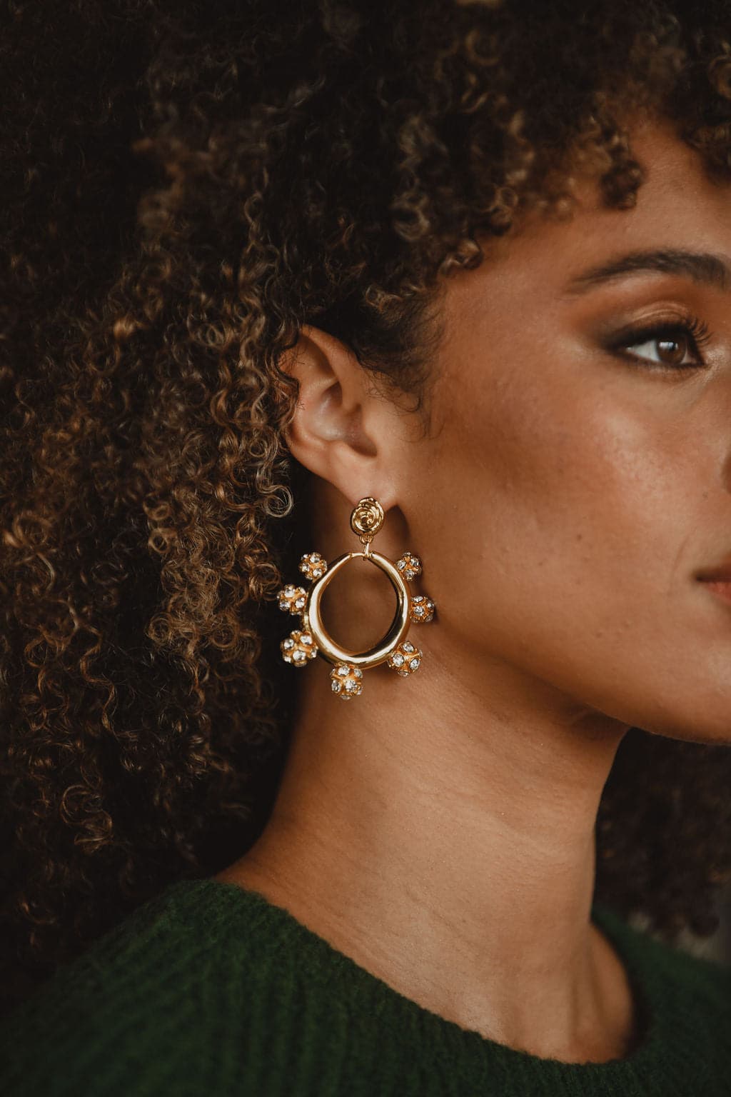 Rae Gold Rhinestone Statement Earrings - Image 6