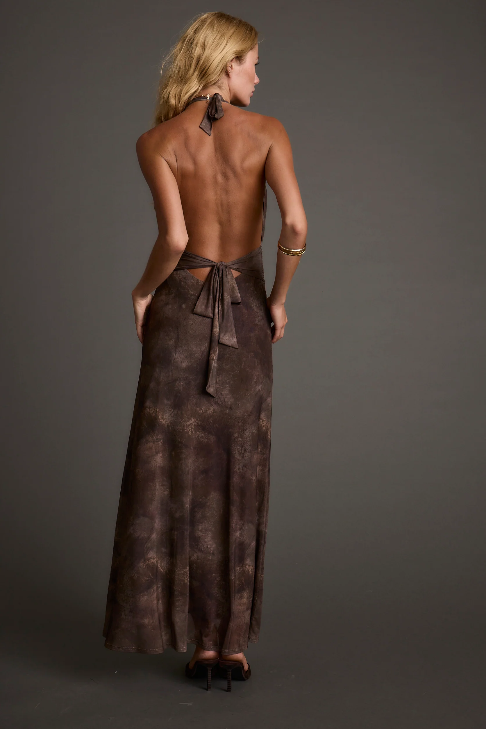 Rosalia Brown Mesh Maxi Dress - Image 2