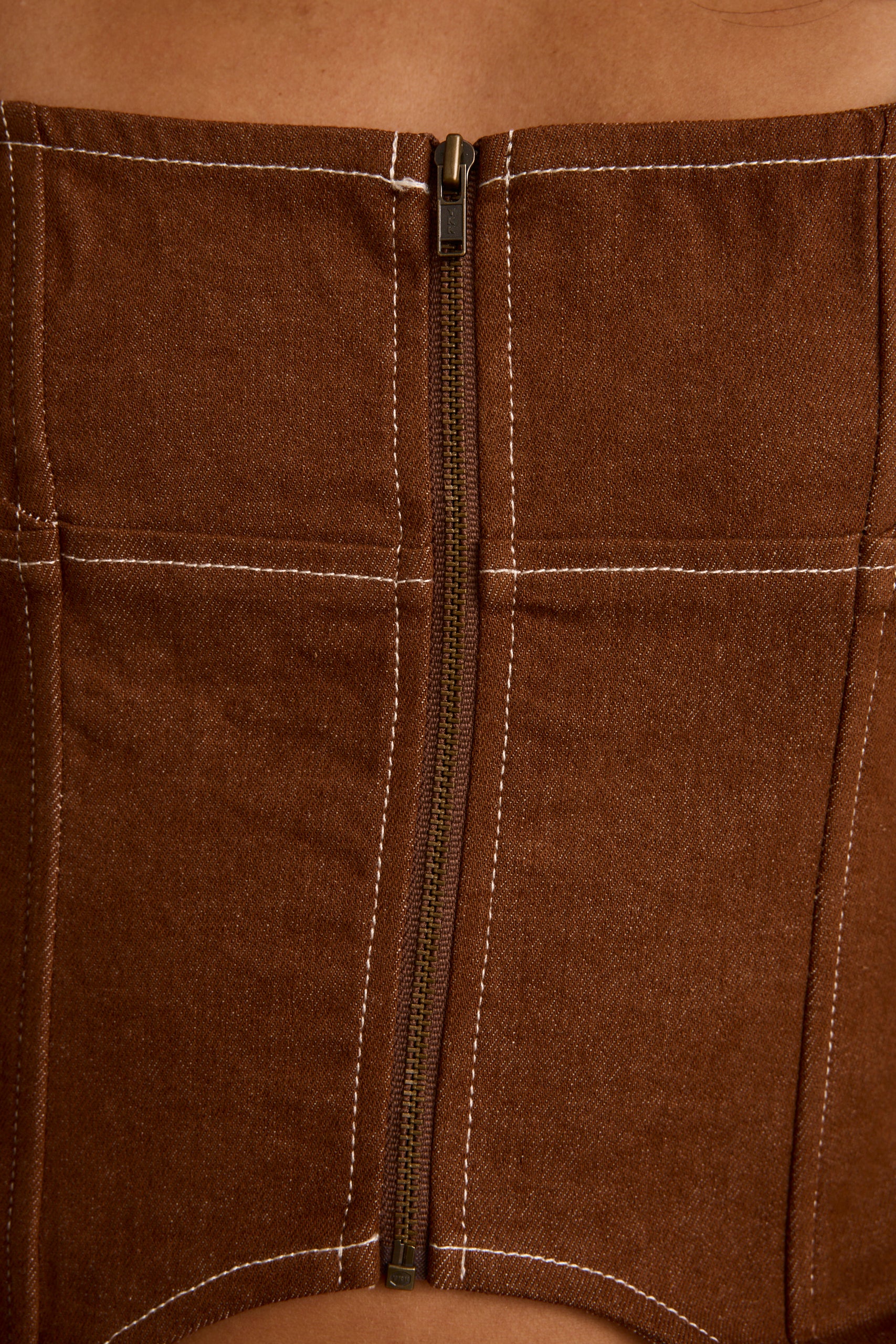 Sabine Brown Zip Front Corset Tank - Image 8