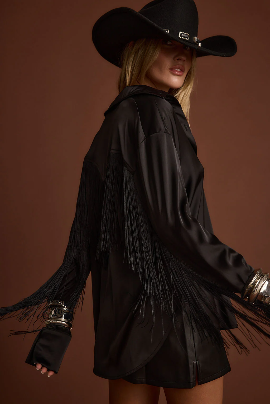 Santana Black Fringe Button Up Top - Image 2